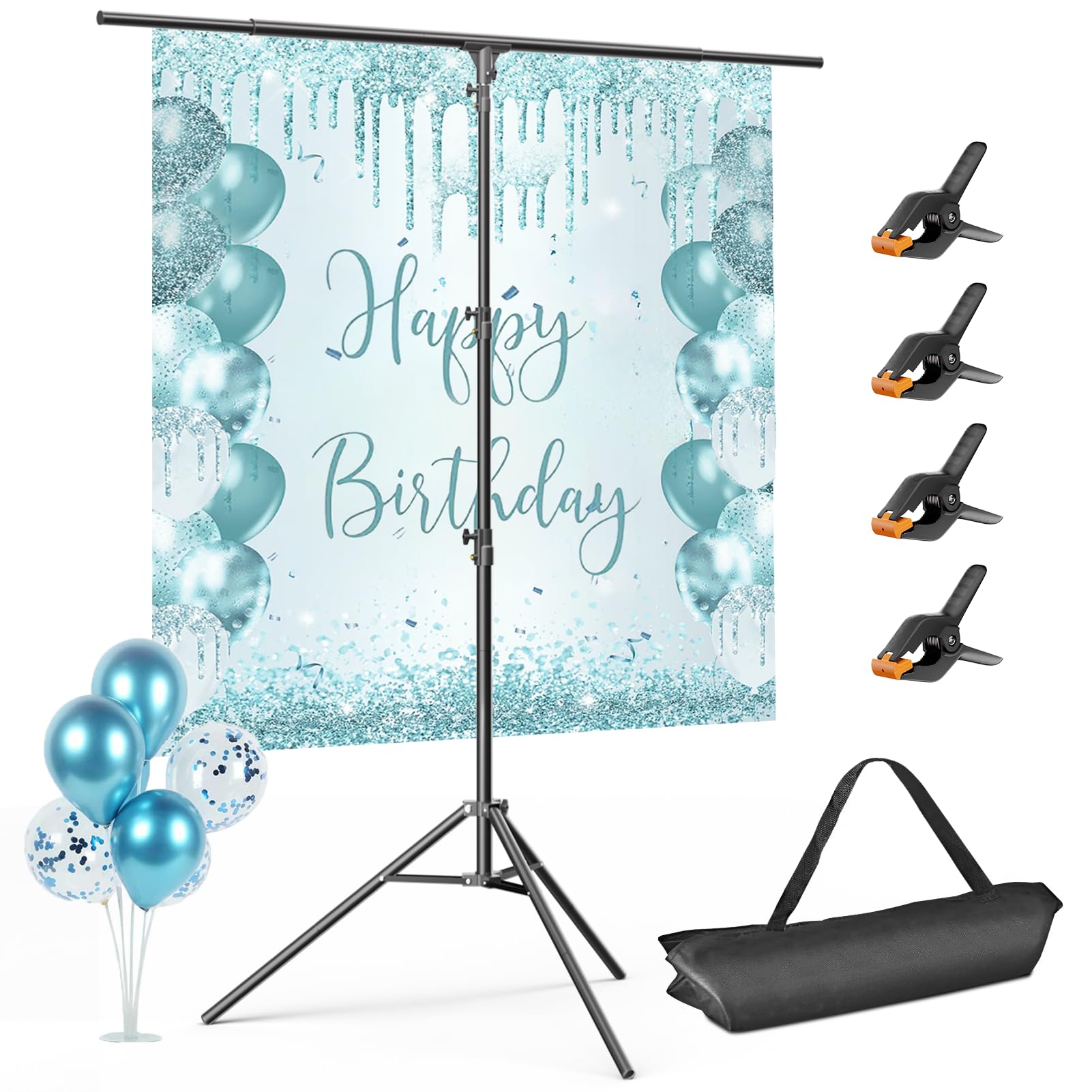 Emart T Shaped Backdrop Stand   8.5X5Ft   Portable T Stand Backdrop Holder, Photo Back Drop Adjustable Stand With Clips, Photogr