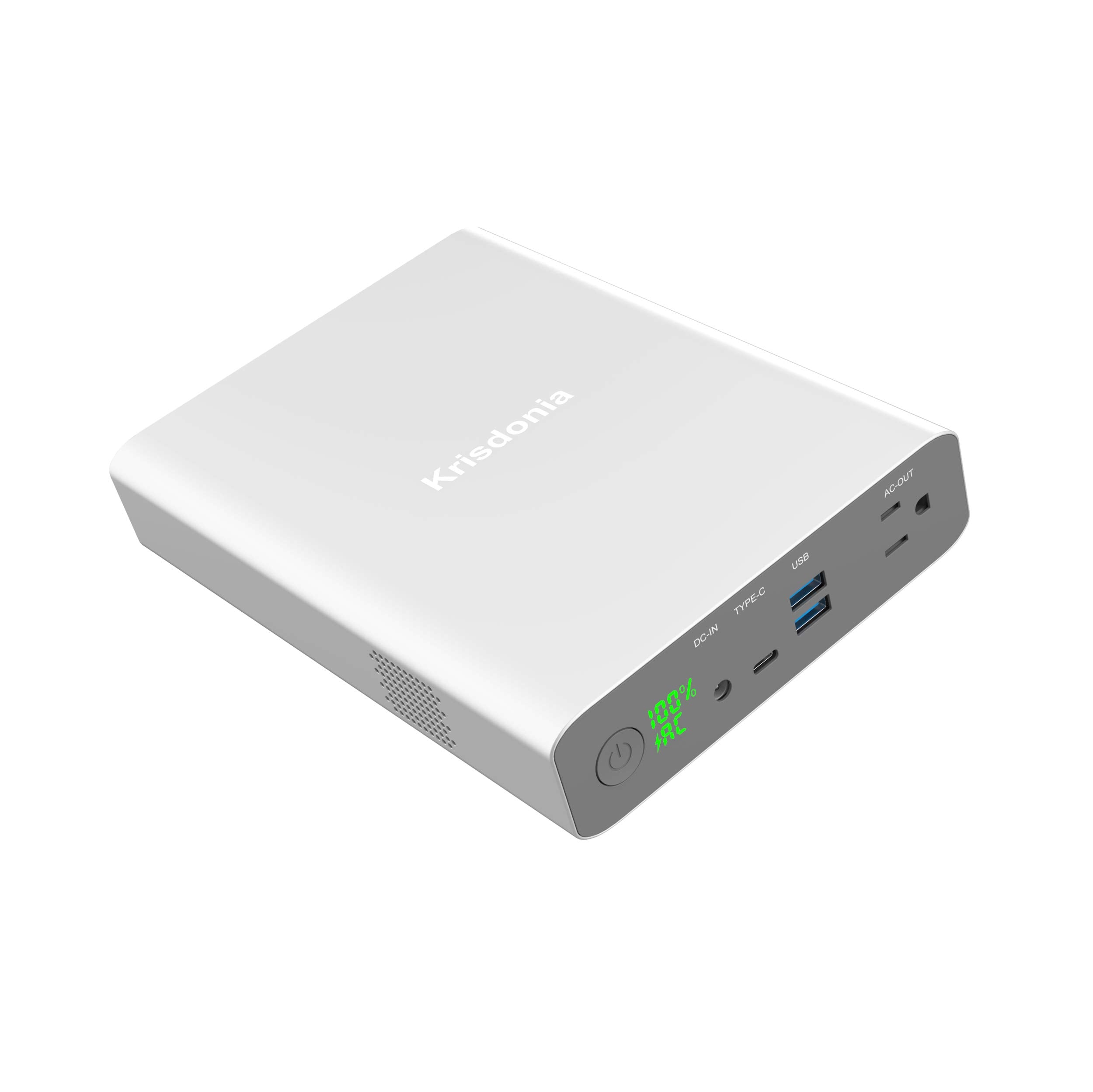 Krisdonia Ac Outlet Portable Charger 60000Mah 110V/130W Laptop Power Bank With Ac Outlet, 2 Usb Qc 3.0 And Type-C For Laptop, Cp