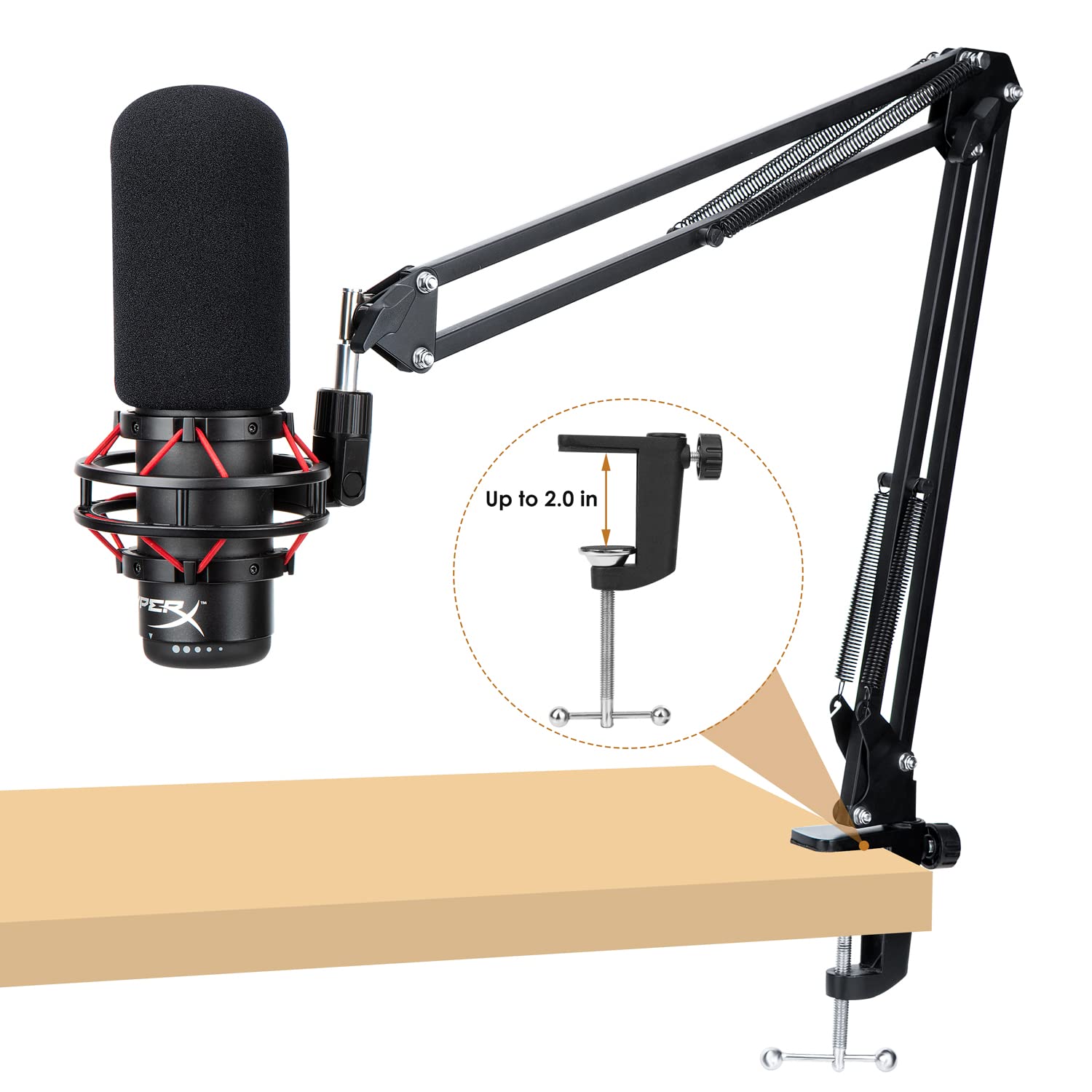For Hyperx Quadcast Boom Arm - Upgraded Mic Stand With Reduce Wind Noises Mic Cover, Adjustable Scissor Mic Arm For Hyperx Quadc