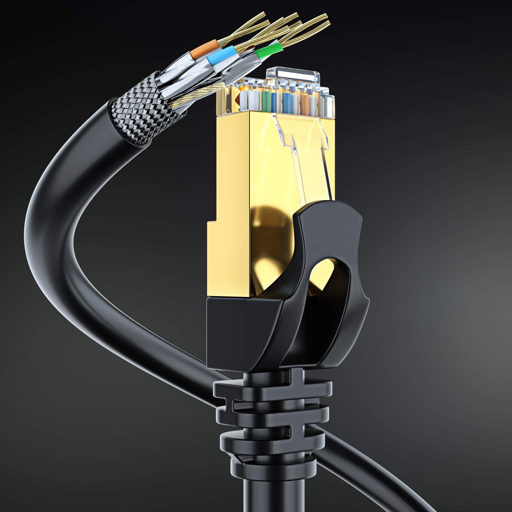 Cat 7 Ethernet Cable 50 Ft   High Speed Internet & Network Lan Patch Cable, Rj45 Connectors   50Ft / Black   Perfect For Gaming, Streaming, And More