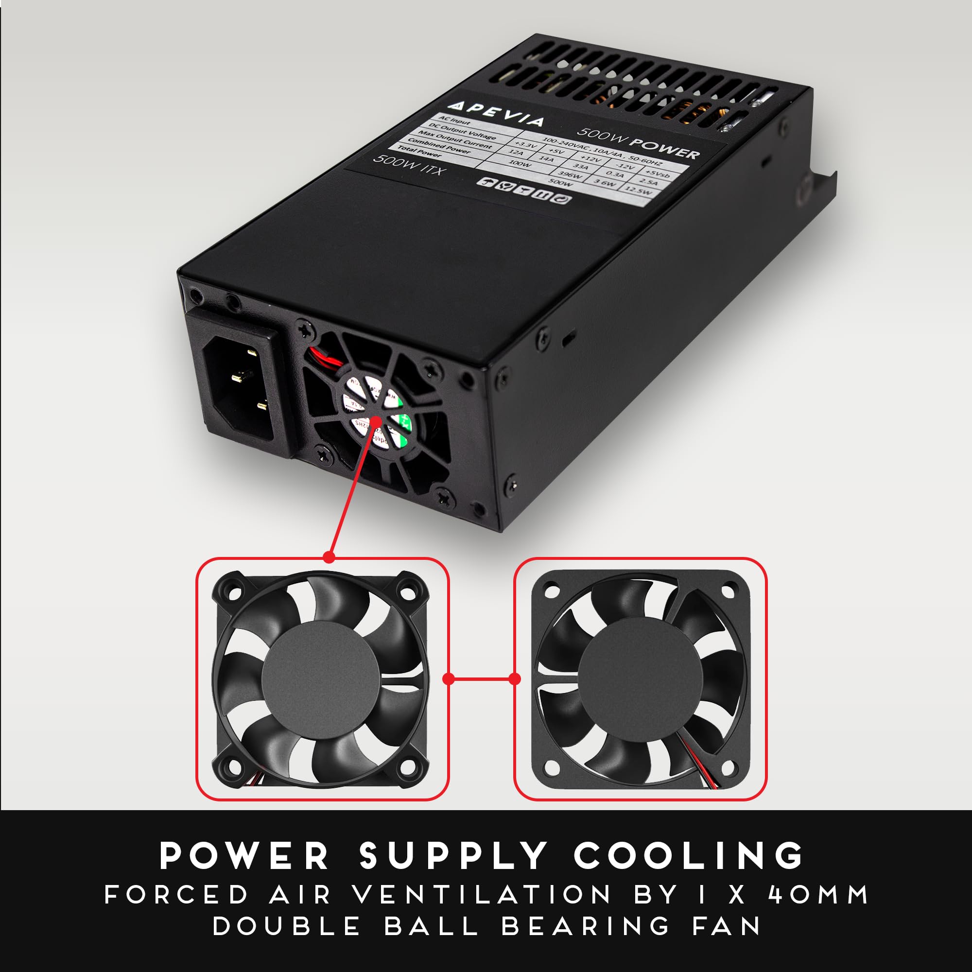 Apevia Itx Pfc500W Mini Itx/Flex Atx / 1U 500W Fully Modular Power Supply, Full Range Active Pfc 90 264V, Ac For Pos Aio System