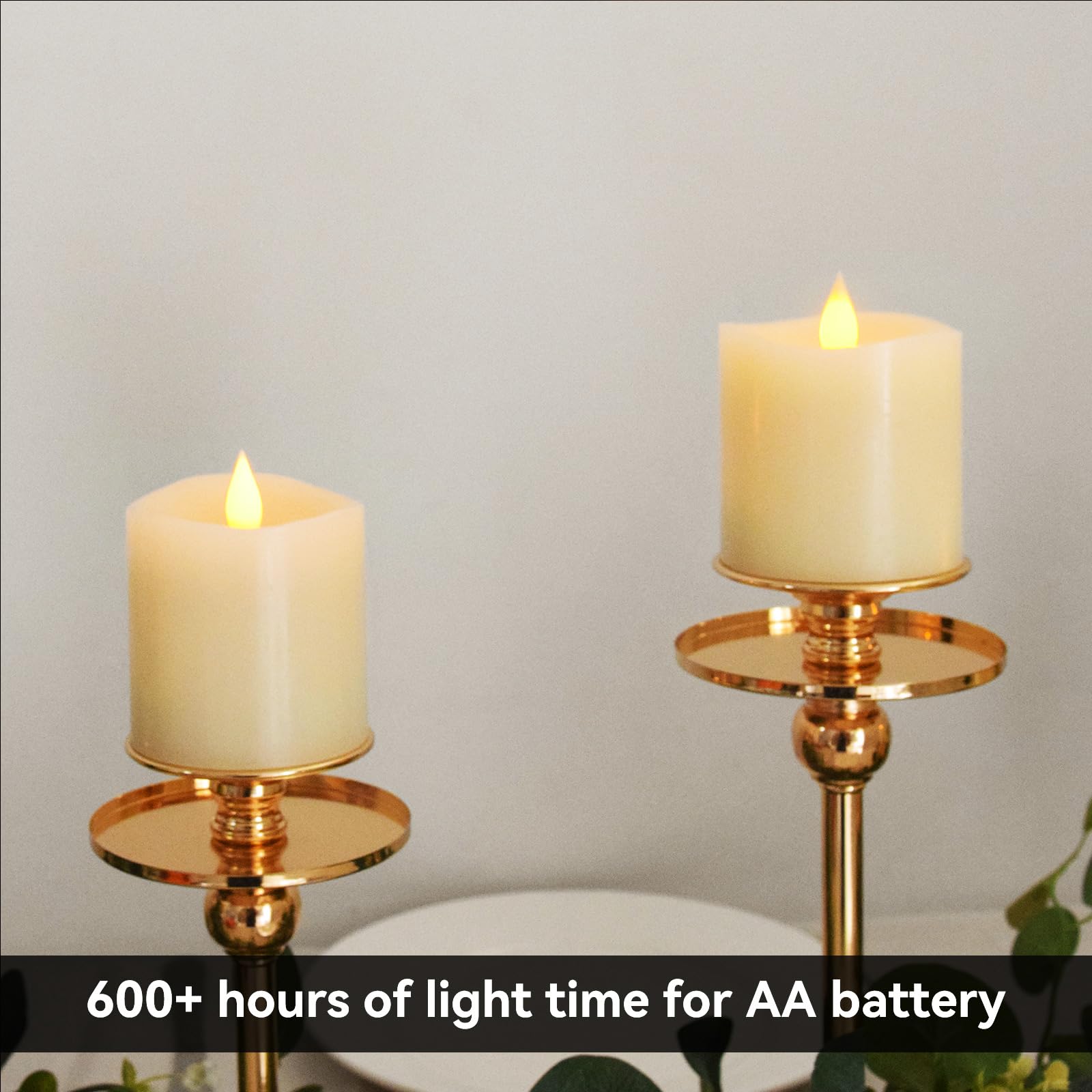 Genwelled Life Plus 3X3 Flameless Candles With Remote Set Of 2, 3 Inch Battery Candles Flickering With Timer, Led Pillar Candle
