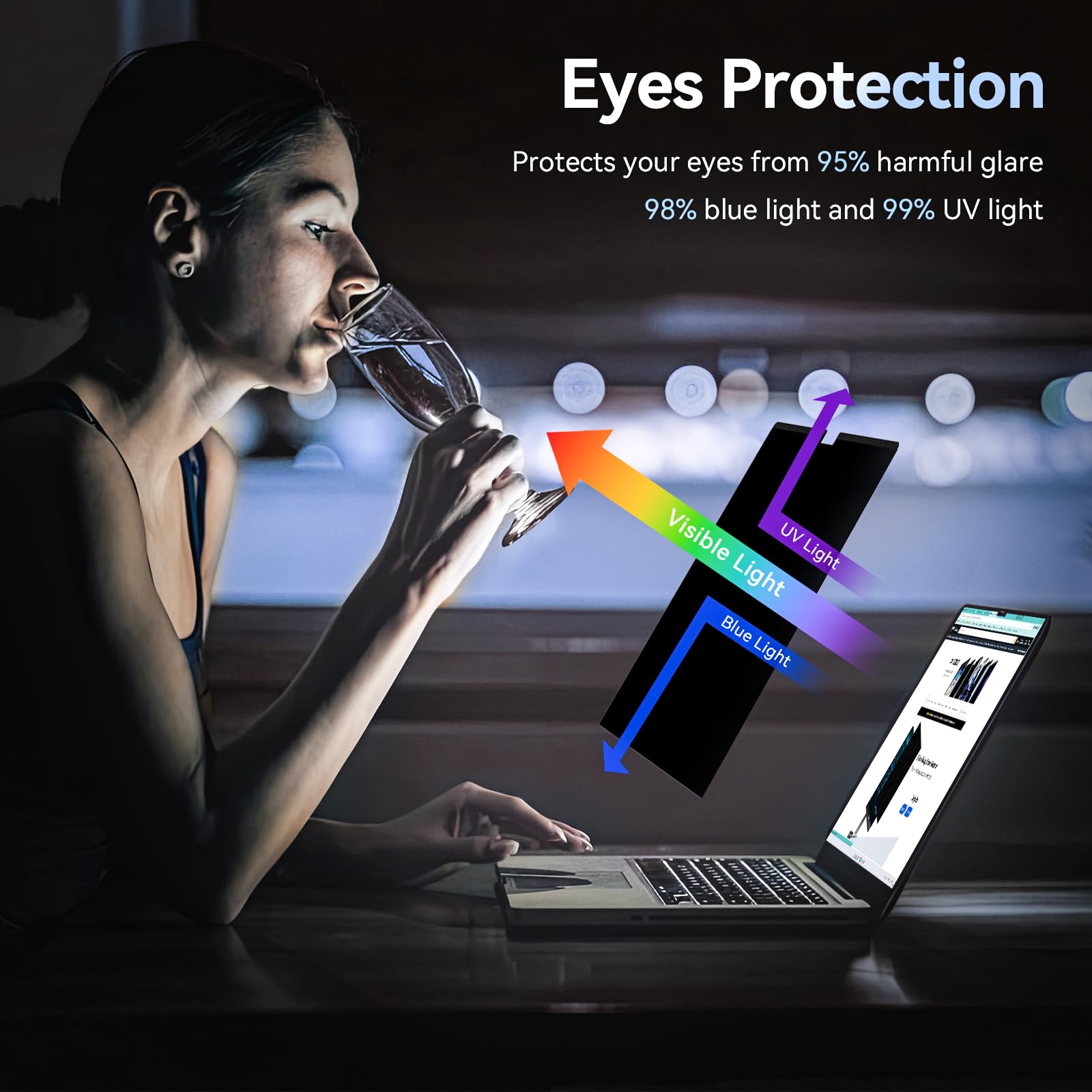 Magnetic Privacy Screen Protector Compatible With Macbook Pro 14 Inch (2021 2024, M1, M2), Removable Anti Spy Blue Light Glare S