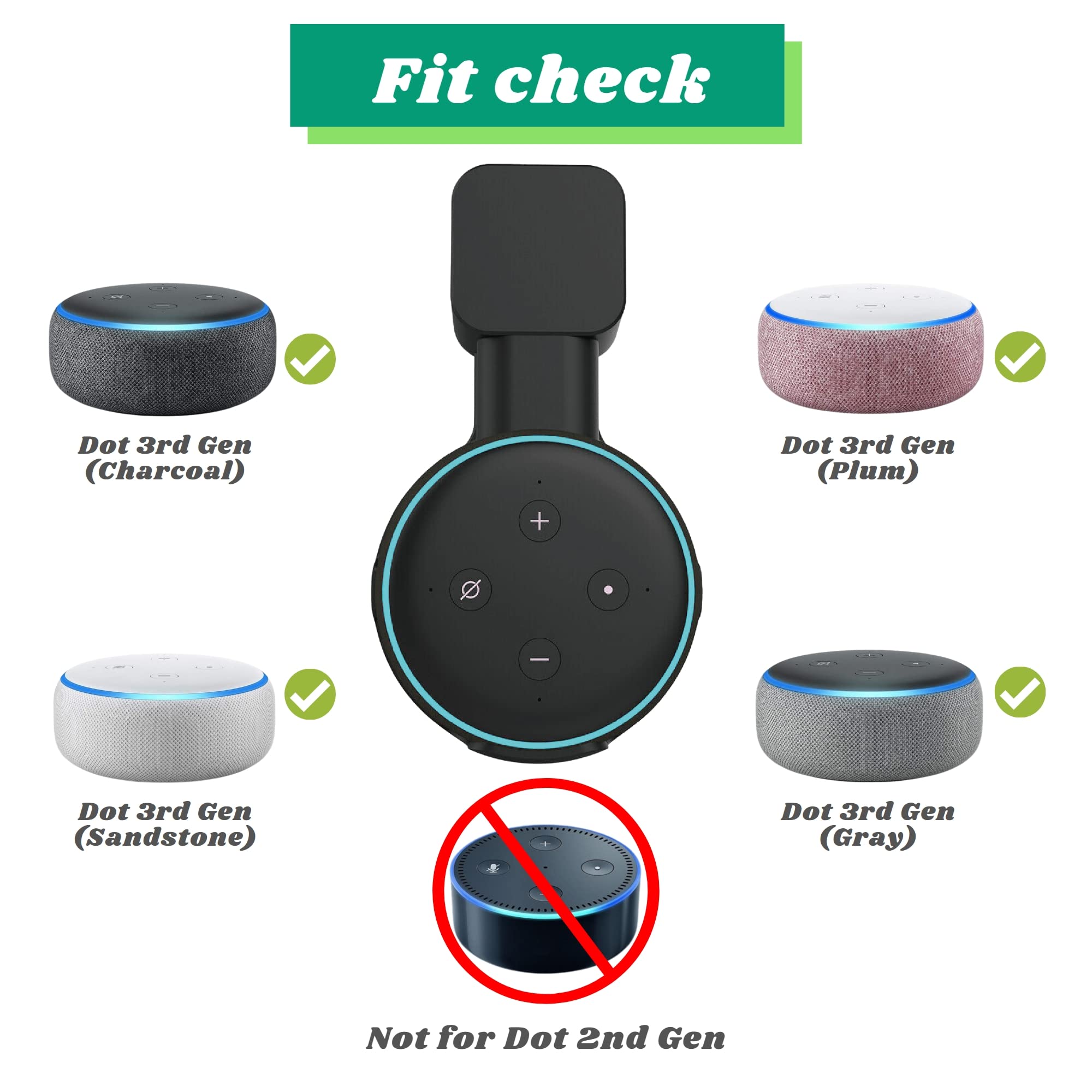 Sintron Outlet Wall Mount Holder For Echo Dot 3Rd, Smart Home Outlet Wall Mount Holder Stand For Echo Dot 3Rd Generation, Smart