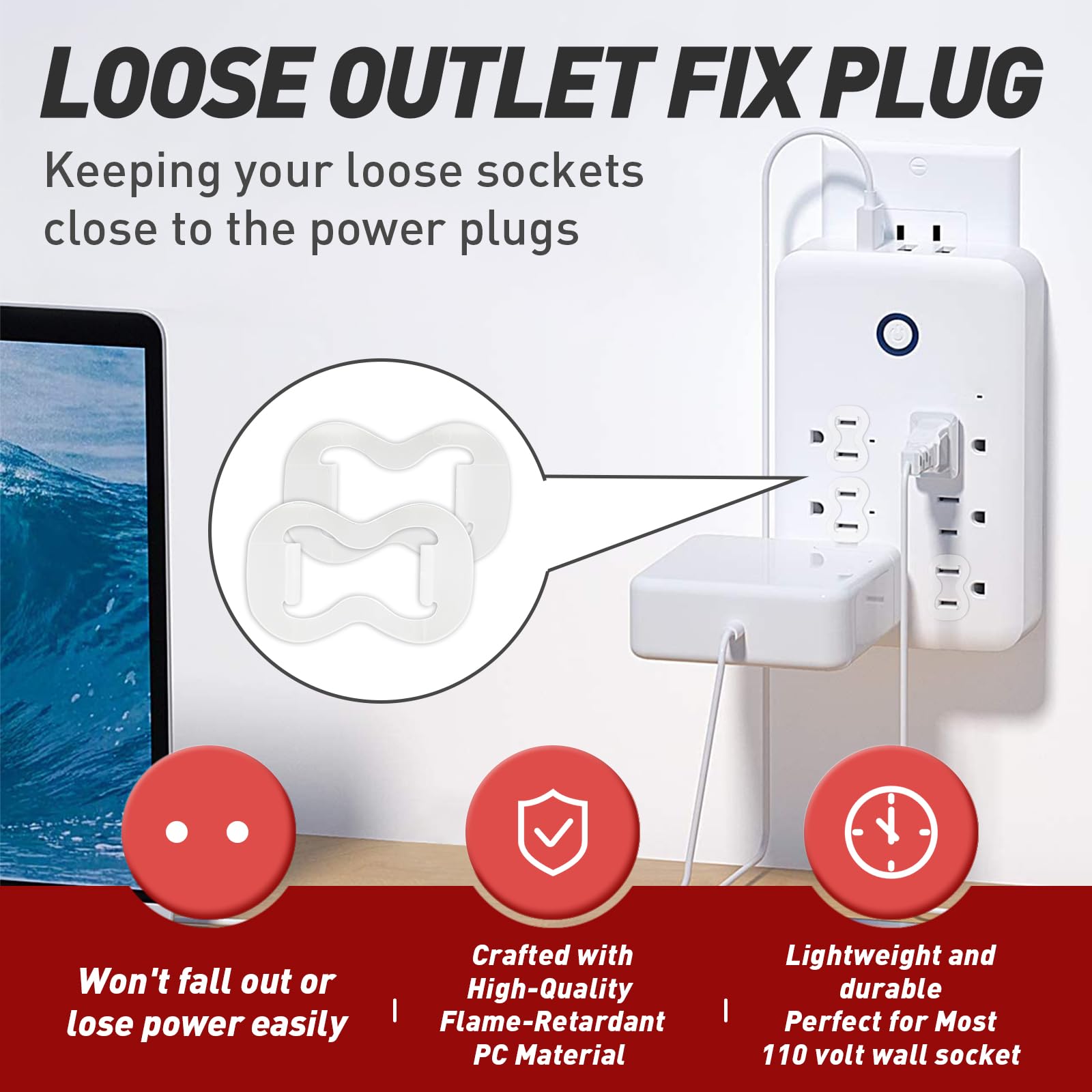 15 Pack Loose Outlet Fix Plug   Ensure Secure Connection For Power Plugs   Socket Extender Prevents Loose Socket Issues   Easily