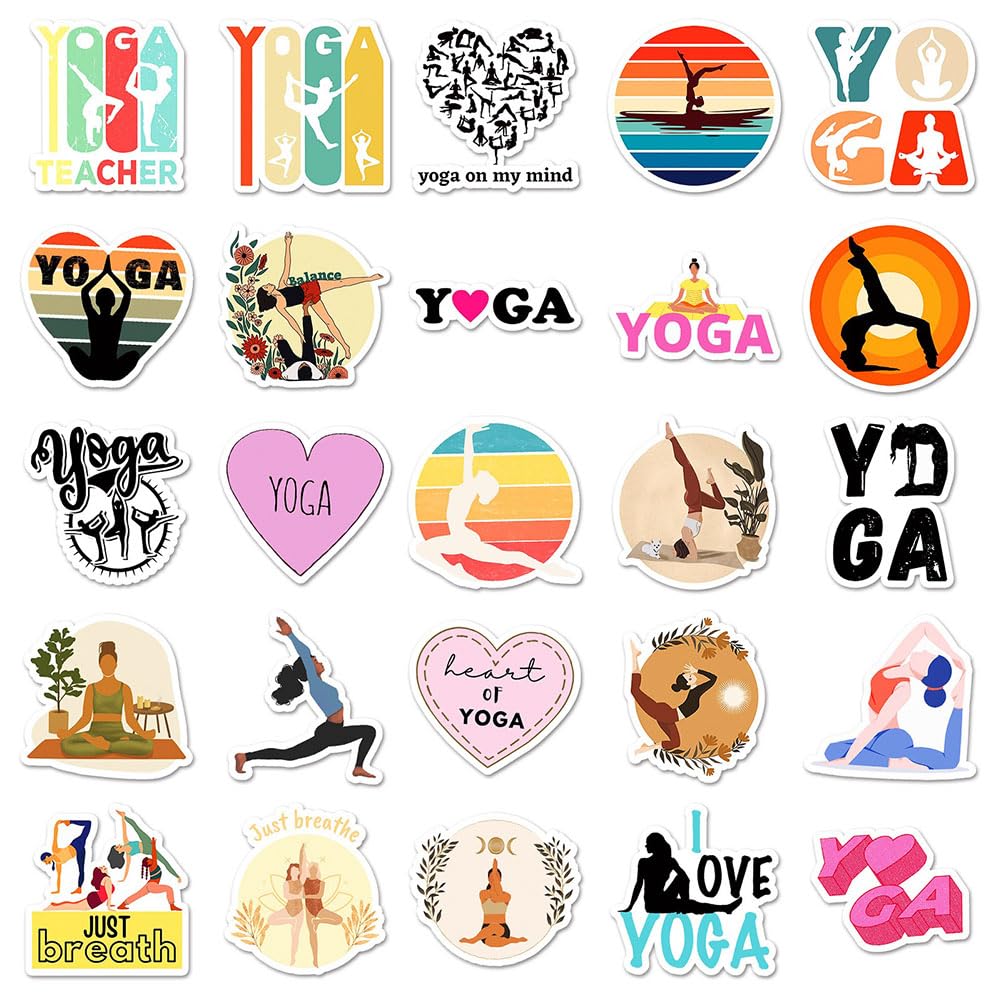 Yoga Stickers |50Pcs Yoga Waterproof Vinyl Decals For Water Bottles Laptop Luggage Cup Mobile Phone Computer Skateboard Refriger