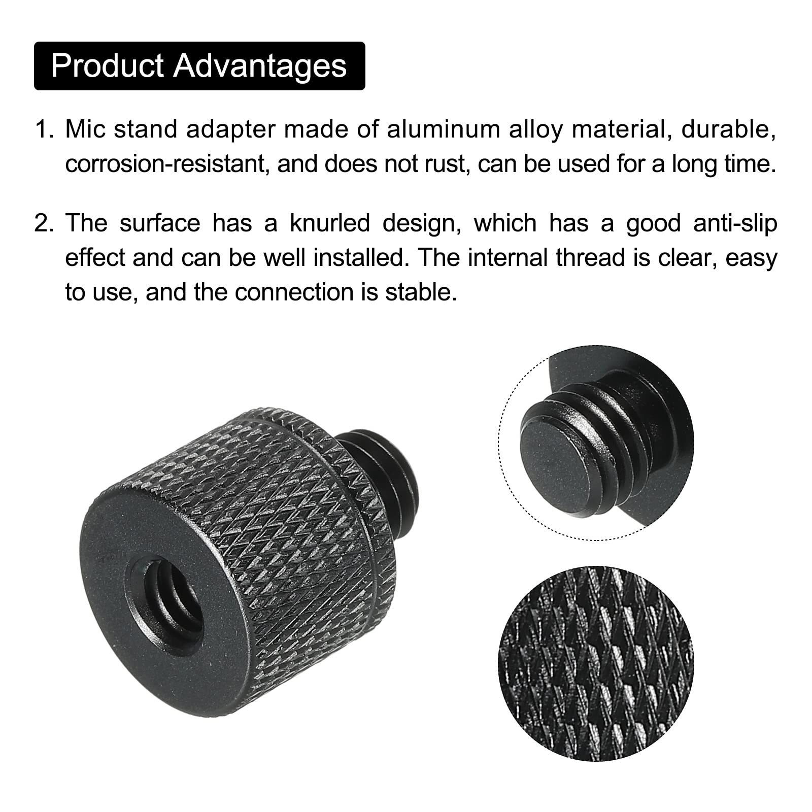 Meccanixity Mic Stand Adapter 1/4 Female To M8 Male Camera Screw Thread Adapter For Microphone Tripod Stand Black