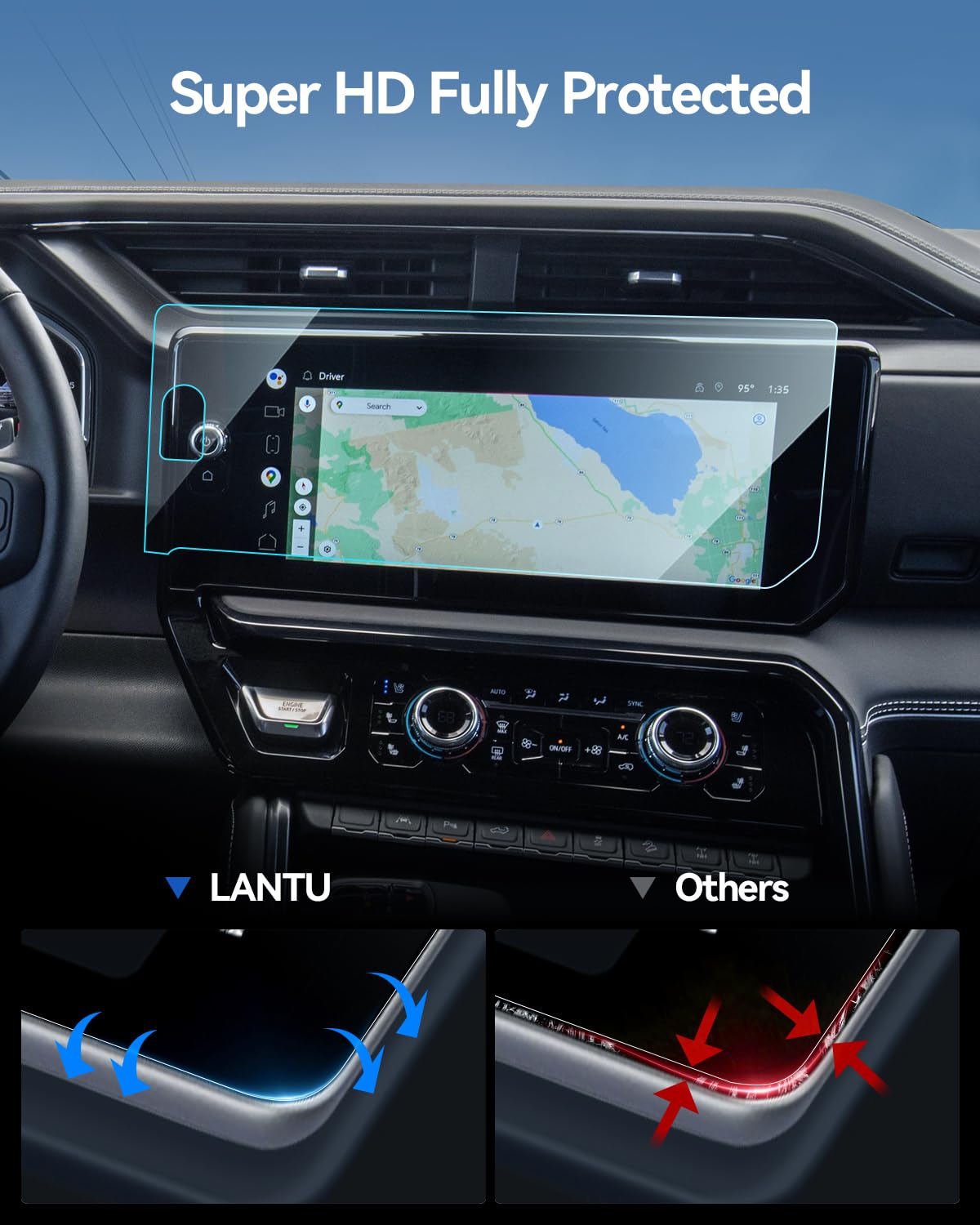 Lantu Sierra 1500 Accessories For 2022 2024 Gmc Sierra 1500& 2024 Sierra 2500Hd 3500Hd 13.4 Navigation Screen Protector + 12.3 D