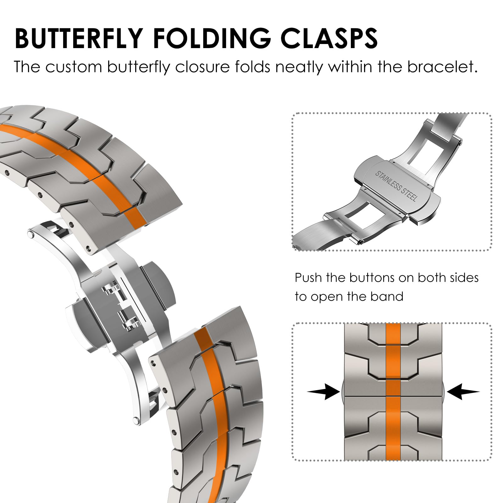 Chanchy Stainless Steel Band For Apple Watch Ultra 2 Band 49Mm 46Mm 45Mm 44Mm, Metal Strap With Folding Clasp For Apple Watch Se