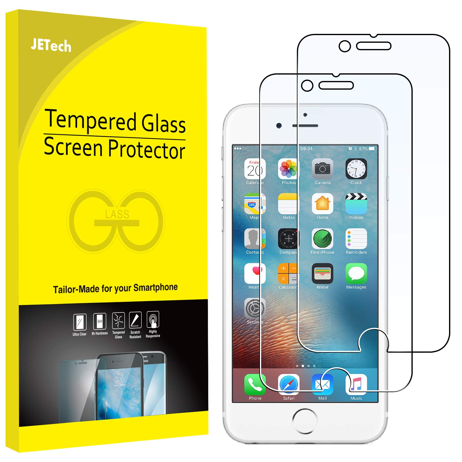 Jetech Screen Protector For Iphone 6 And Iphone 6S, 4.7 Inch, Tempered Glass Film, 2 Pack