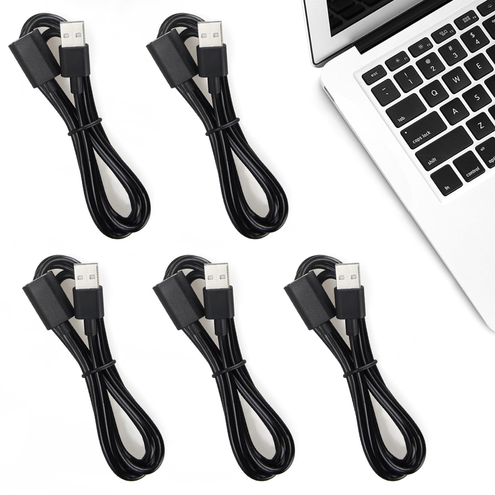5 Pack Usb Extension Cord Bulk, Male To Female, 5 Ft Usb A 2.0 Extender Cable