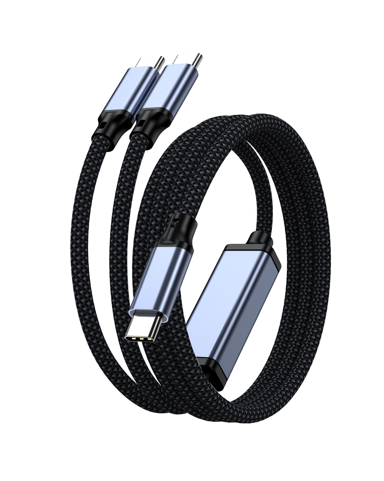 2in1 USBC to dual USBC data cable, 4 feet, maximum charging power 5A/100W, data transfer speed 480Mbps, compatible with iPho