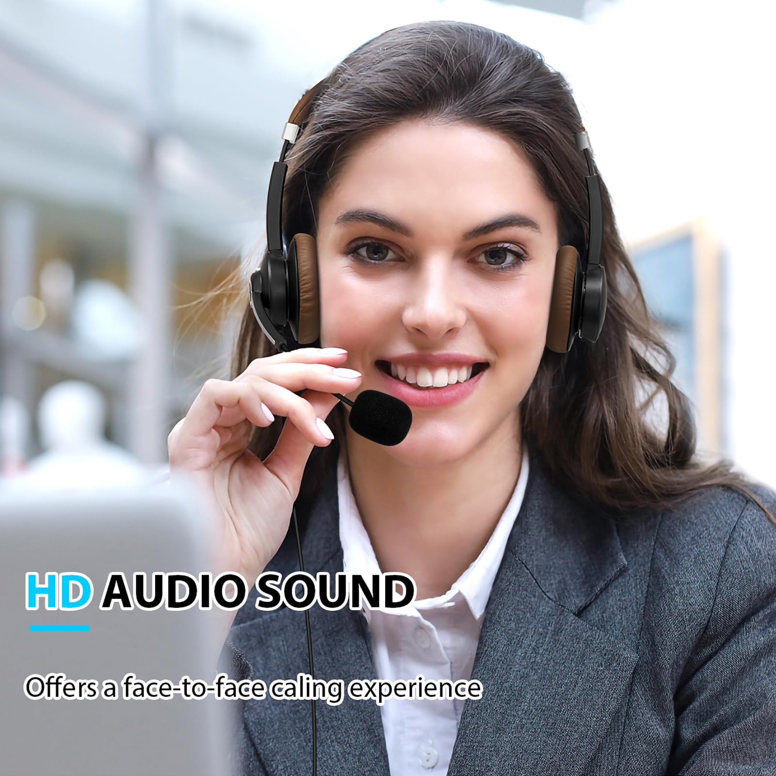 Arama Usb Headset With Microphone For Pc Laptop, On Ear Computer Headphones With Noise Cancelling Mic, Wired Headset With In Line Control For Home Office Online Class Skype Zoom