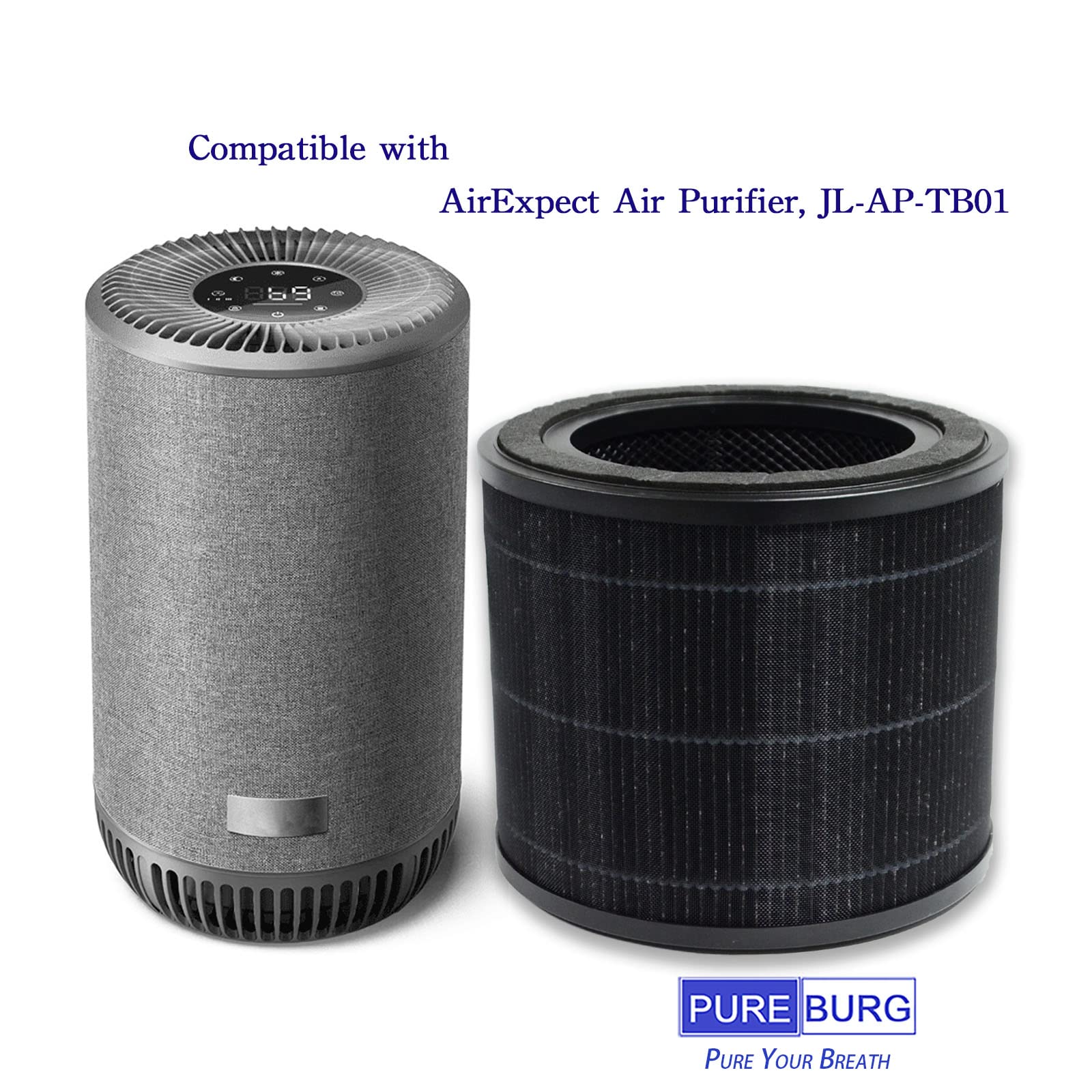 Pureburg Replacement True Hepa Filters Compatible With Airexpect & Airextend Air Purifiers Jl Ap Tb01,H13 3 Stage Filtration Act
