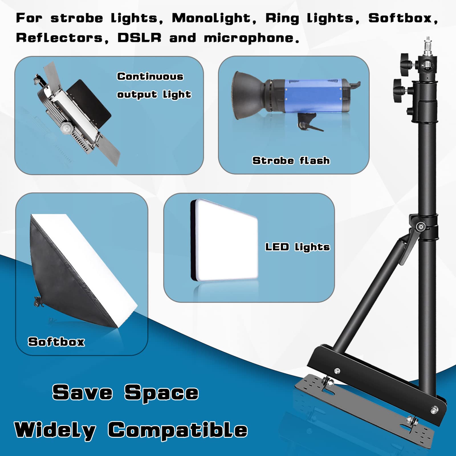 4.3Ft/130Cm Wall Mount Triangle Boom Arm, 180 Flexible Rotation, Save Space, For Ring Light, Photography Strobe Light, Monolight