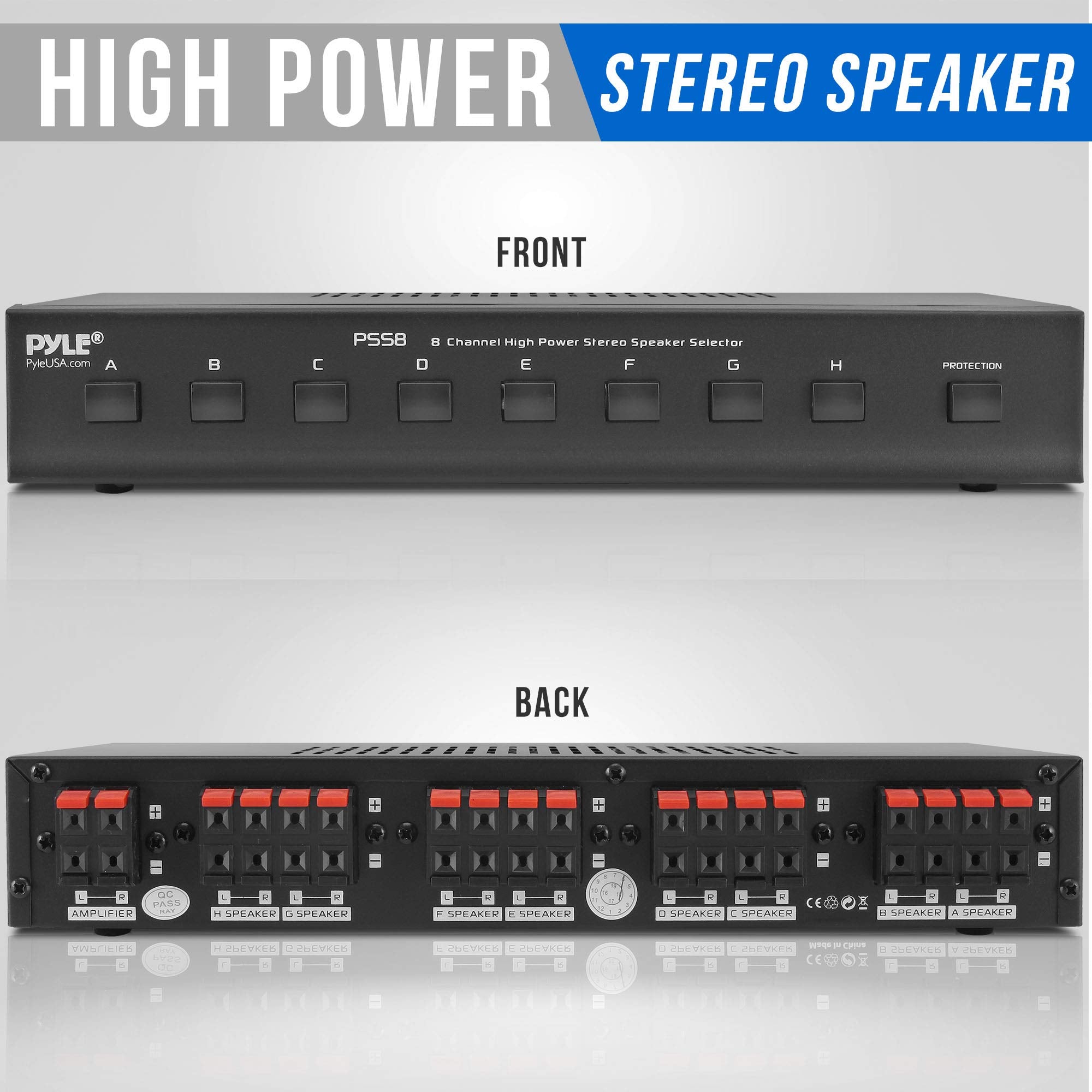 Pyle (Pss8) - Premium New And Improved 8 Zone Channel Speaker Switch Selector Switch Box Hub Distribution Box For Multi Channel