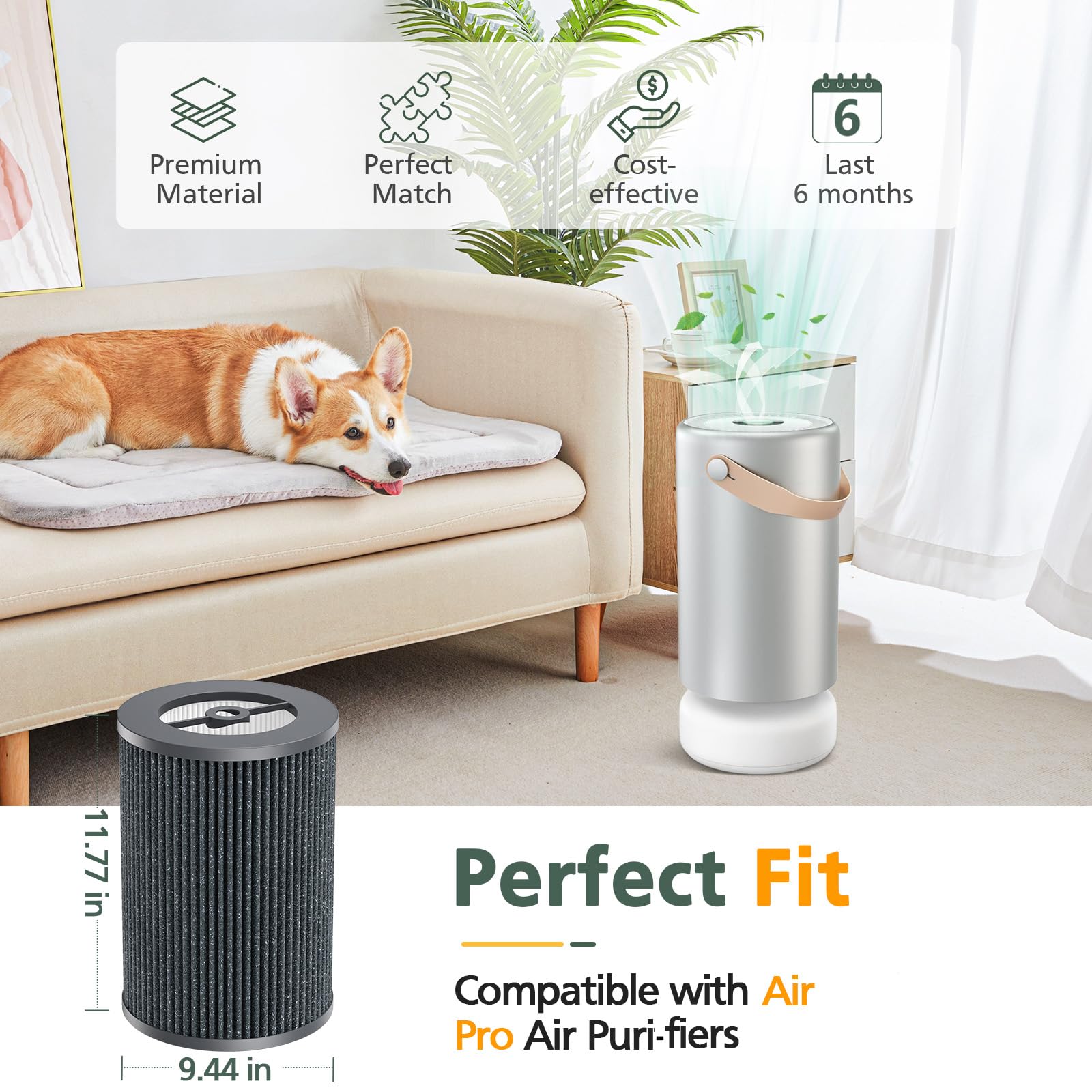 Air Pro Peco Hepa Filt Ers Replacement Compatible With Moleku Le Tri Power Air Pro Air Puri Fier, 3 In 1 High Efficiency True He