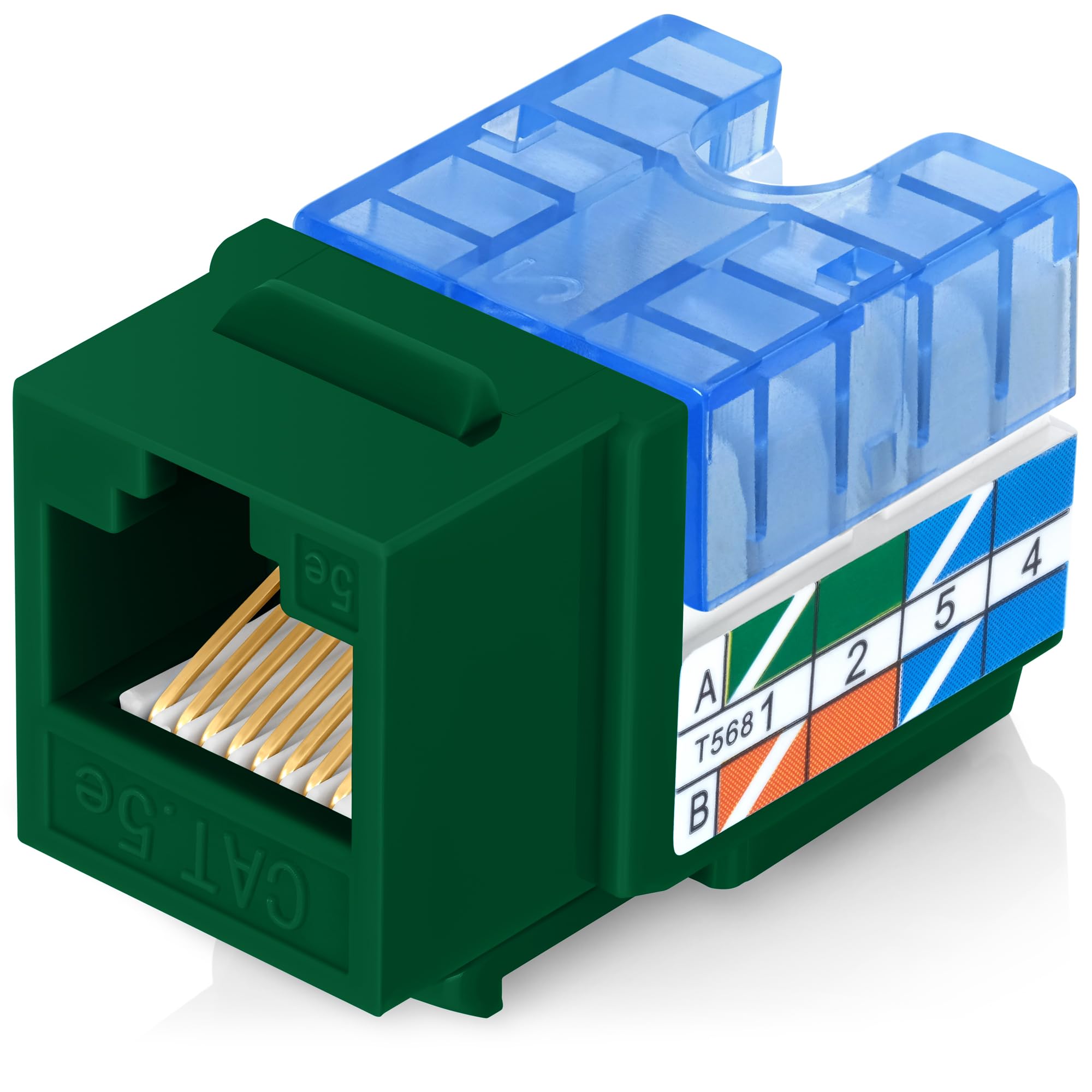 Everest Media Solutions 90 Angled Cat5E Keystone Jack In Green   Slim Profile Rj45 Ethernet Connector   Compatible With 90 Angle