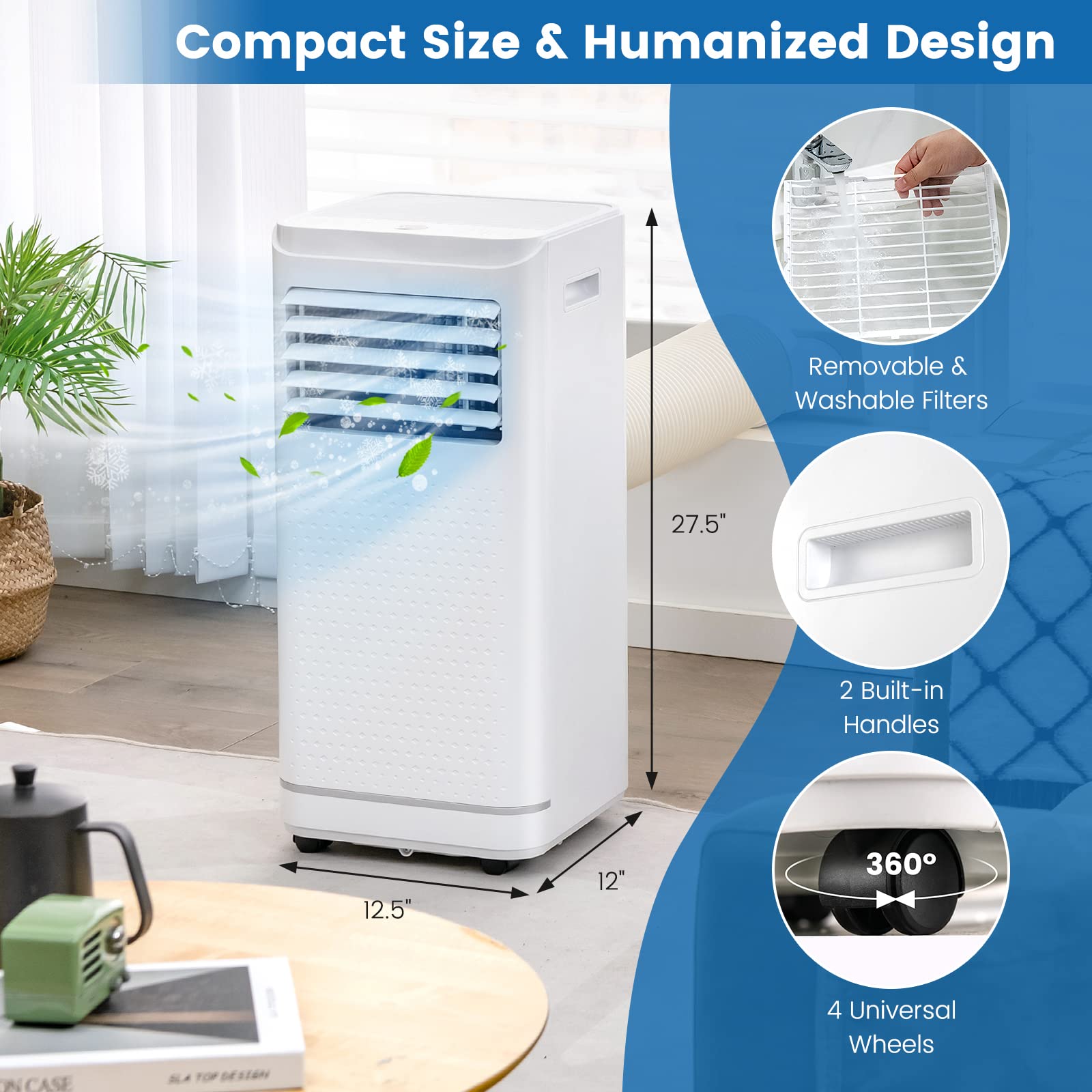 Petsite 10000 Btu Portable Air Conditioners, Room Air Conditioner With Remote Control, 3 In 1 Stand Up Ac Unit With 24H Timer &