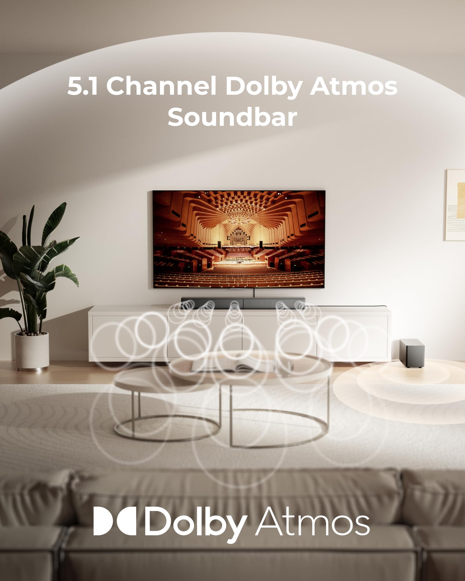 Ultimea 5.1Ch Soundbar With Dolby Atmos, Sound Bar With Subwoofer For Smart Tv, Bassmx And Voicemx Tech, Home Theater Surround S