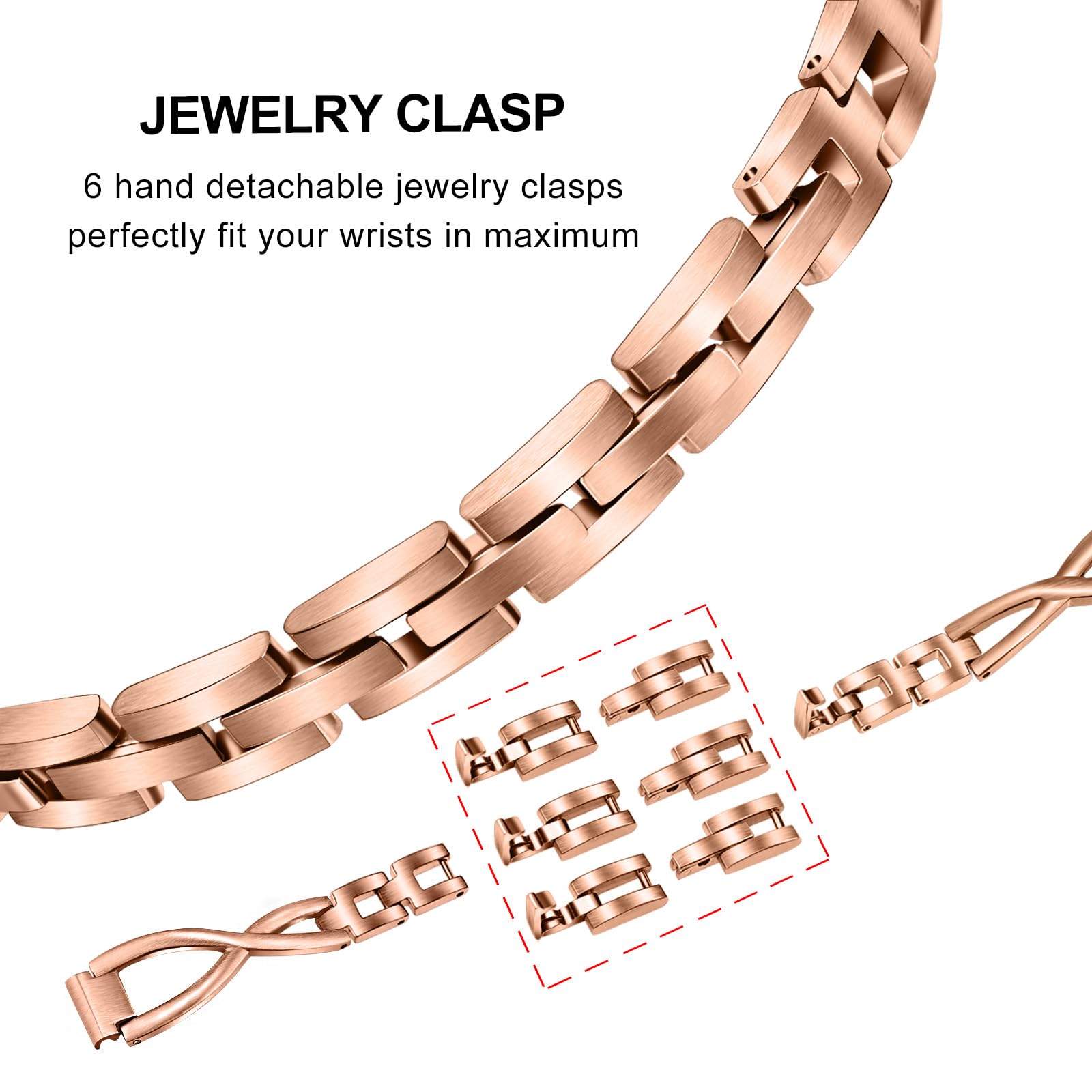 Trumirr Band For Inspire/Inspire Hr/Inspire 2 / Inspire 3 Women, Solid Stainless Steel Watchband Jewelry Strap Wrist Bracelet Fo