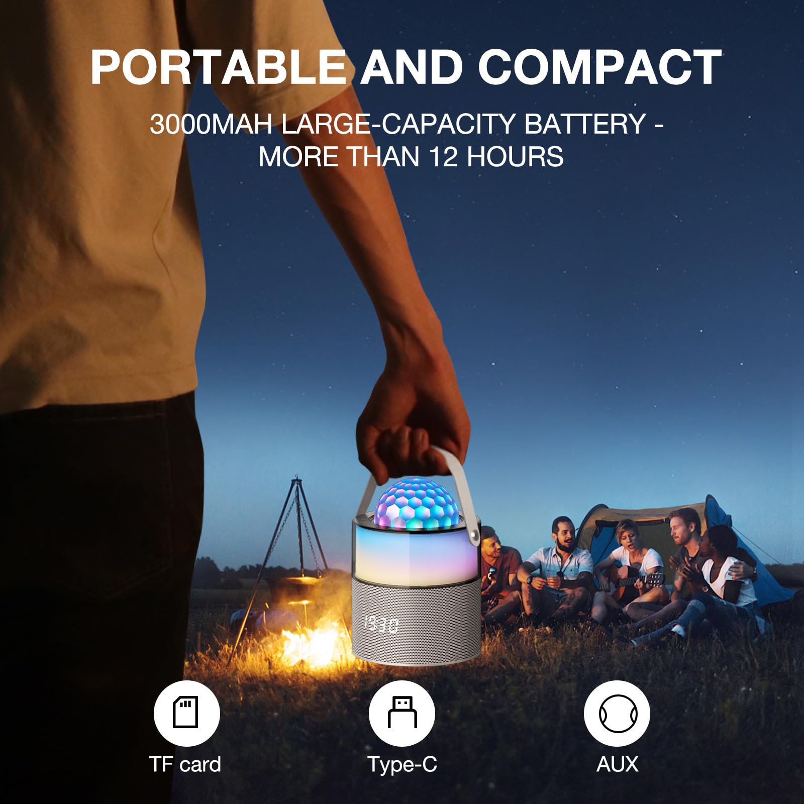 Momoho Karaoke Machine, Mini Portable Bluetooth Speaker Wireless With 2 Wireless Mics For Adults Kids Singing Machine, Disco Led