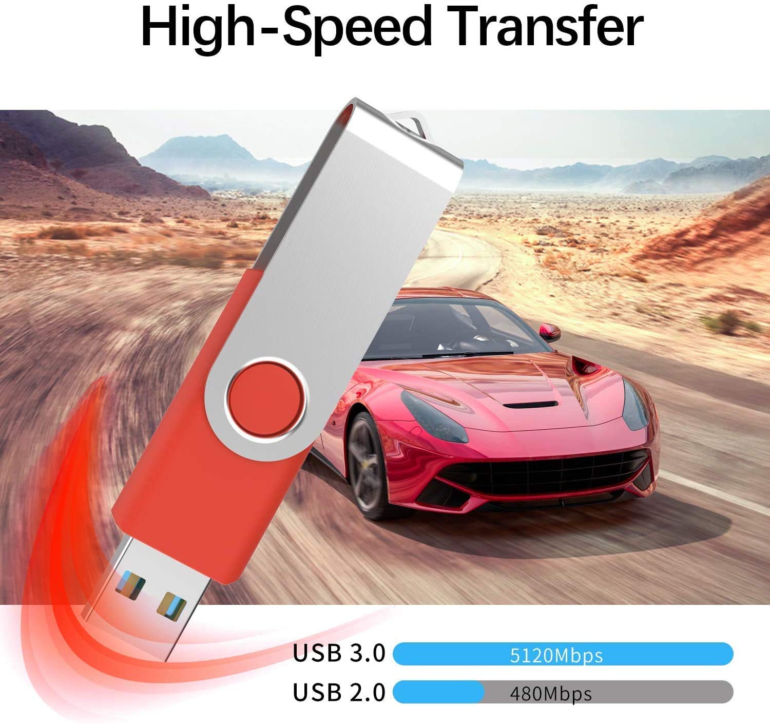 Topesel 5 Pack 16Gb Usb 3.0 Flash Drive Memory Stick Thumb Drives (5 Mixed Colors: Black Blue Green Red Silver)