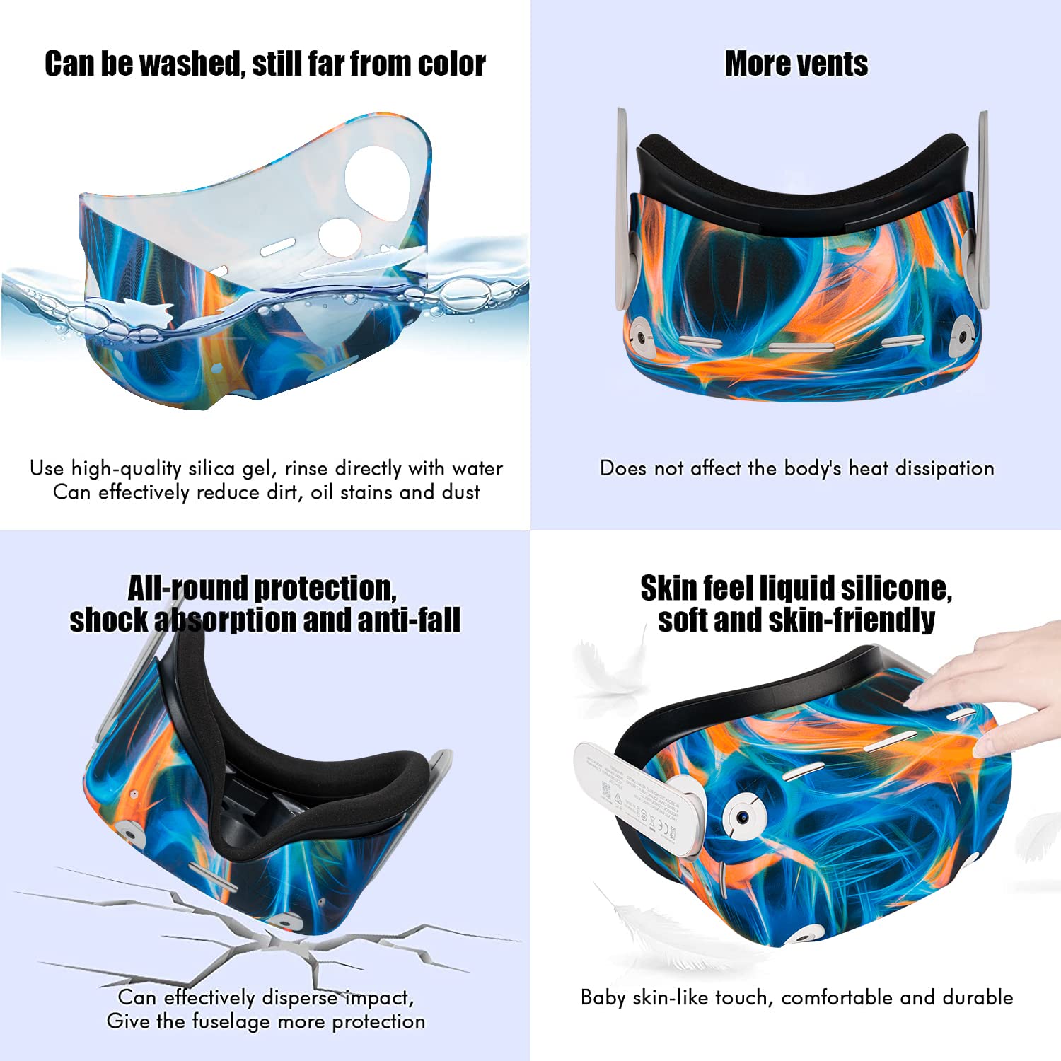 Compatible With Oculus Quest 2 Accessories, Silicone Face Cover, Vr Shell Cover,Touch Controller Grip Cover,Protective Lens Cove