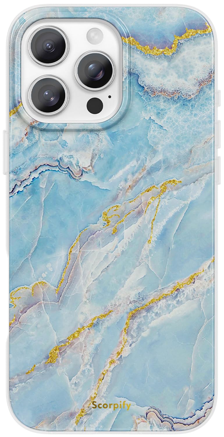 Scorpify For Iphone 16 Pro Max Case [Compatible With Magsafe] With Icelandic Blue Marble Design, Cute Magnetic Phone Cover For W