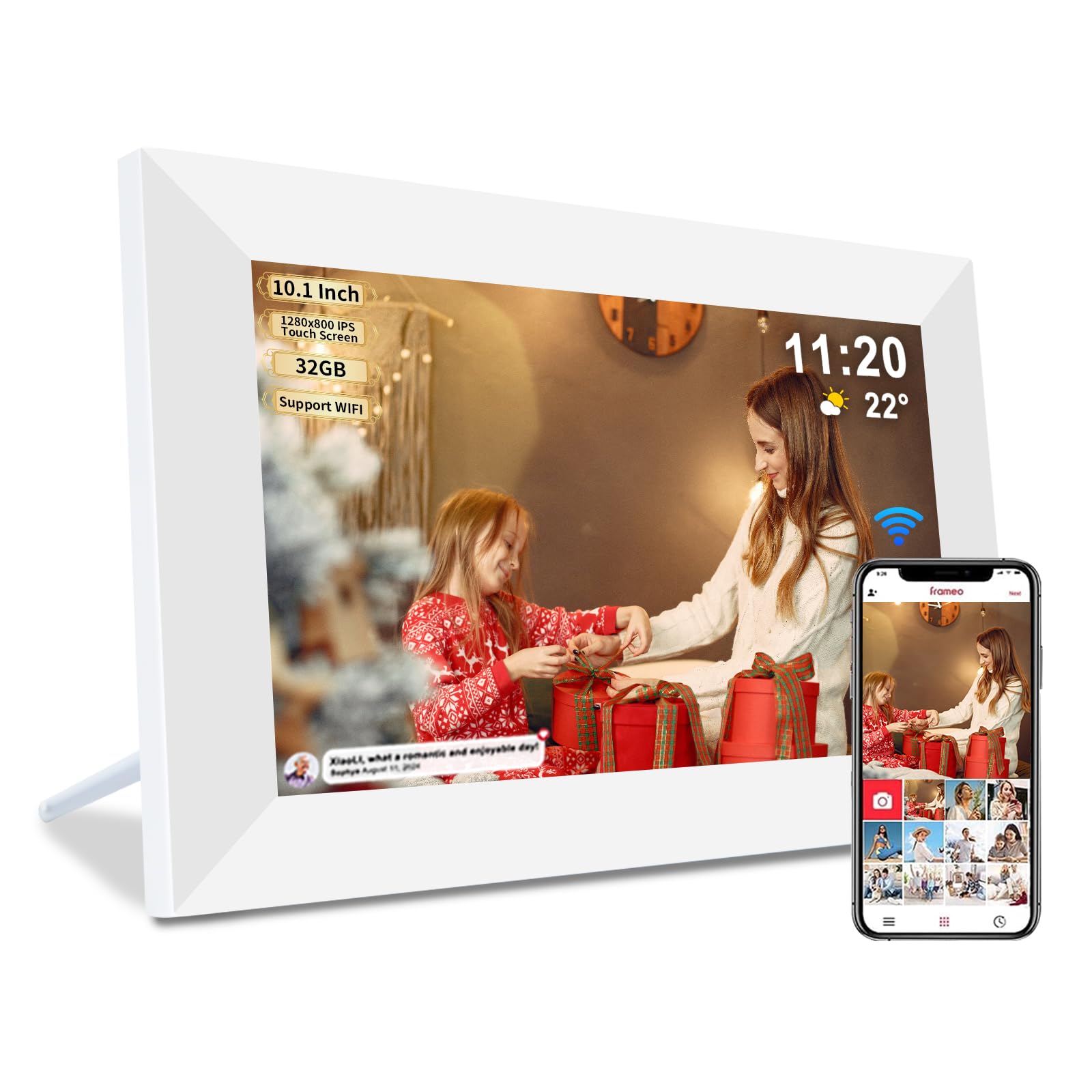 Frameo Digital Picture Frame Wifi 10.1 Inch Digital Photo Frame With 32Gb Storage Sd Card Slot Desktop,Ips Touch Screen, Auto Ro