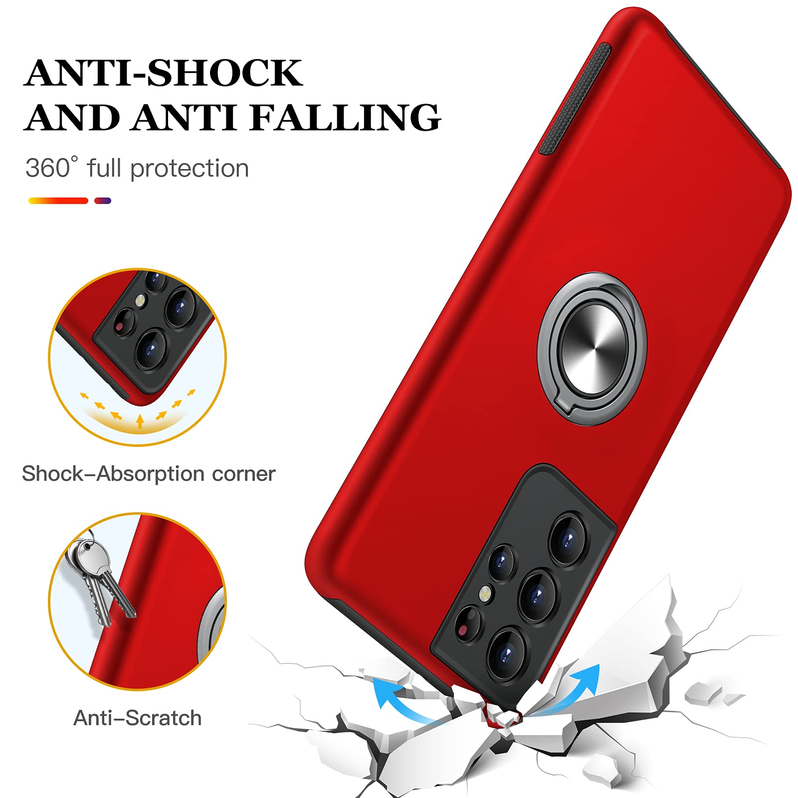 Jame For Samsung Galaxy S21 Ultra Case, Slim Soft Bumper Protective Case For Samsung S21 Ultra Case, With Invisible Ring Holder