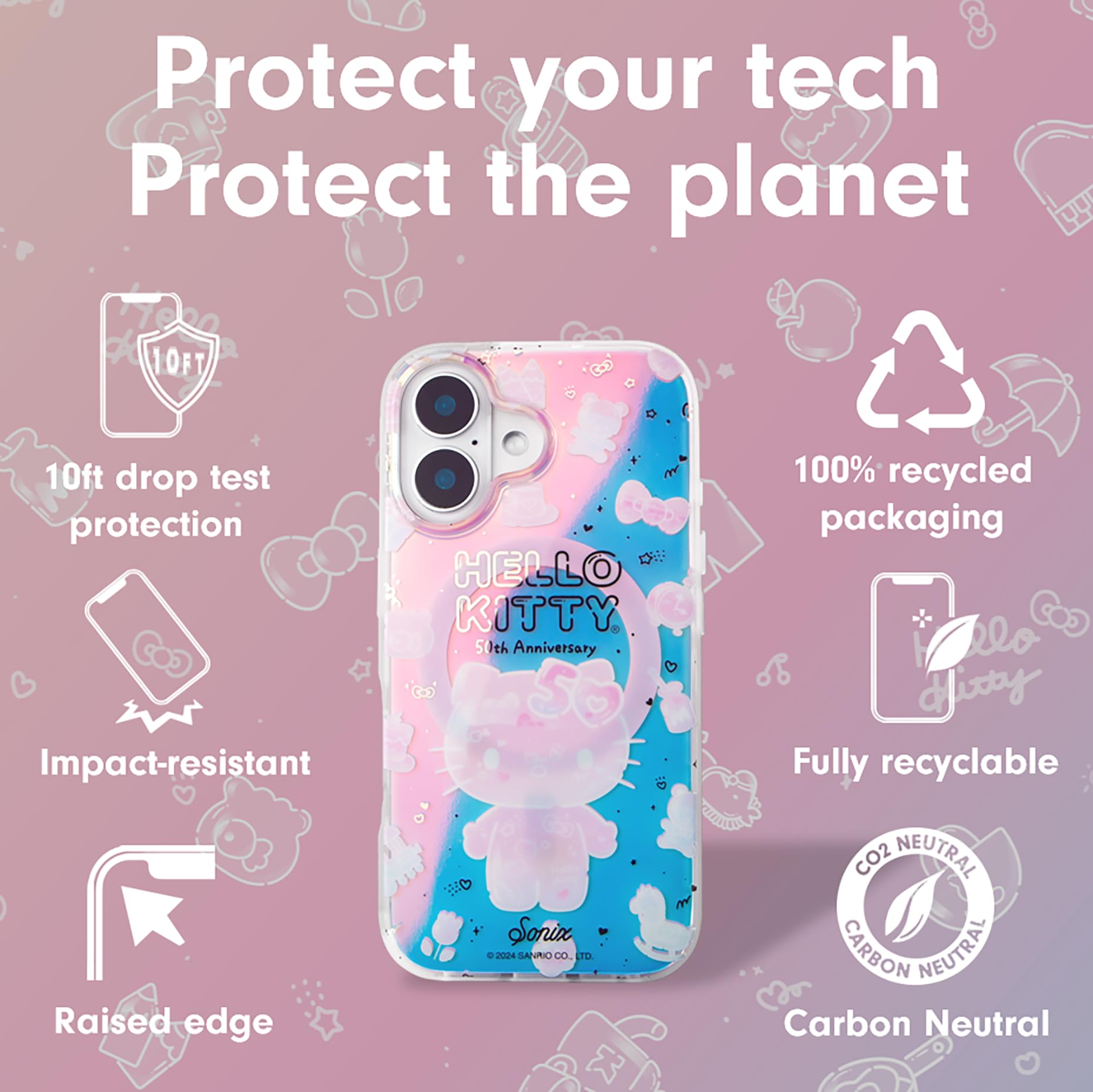 Sonix X Sanrio Case For Iphone 16 Plus | Compatible With Magsafe | 10Ft Drop Tested | Hello Kitty 50Th Anniversary