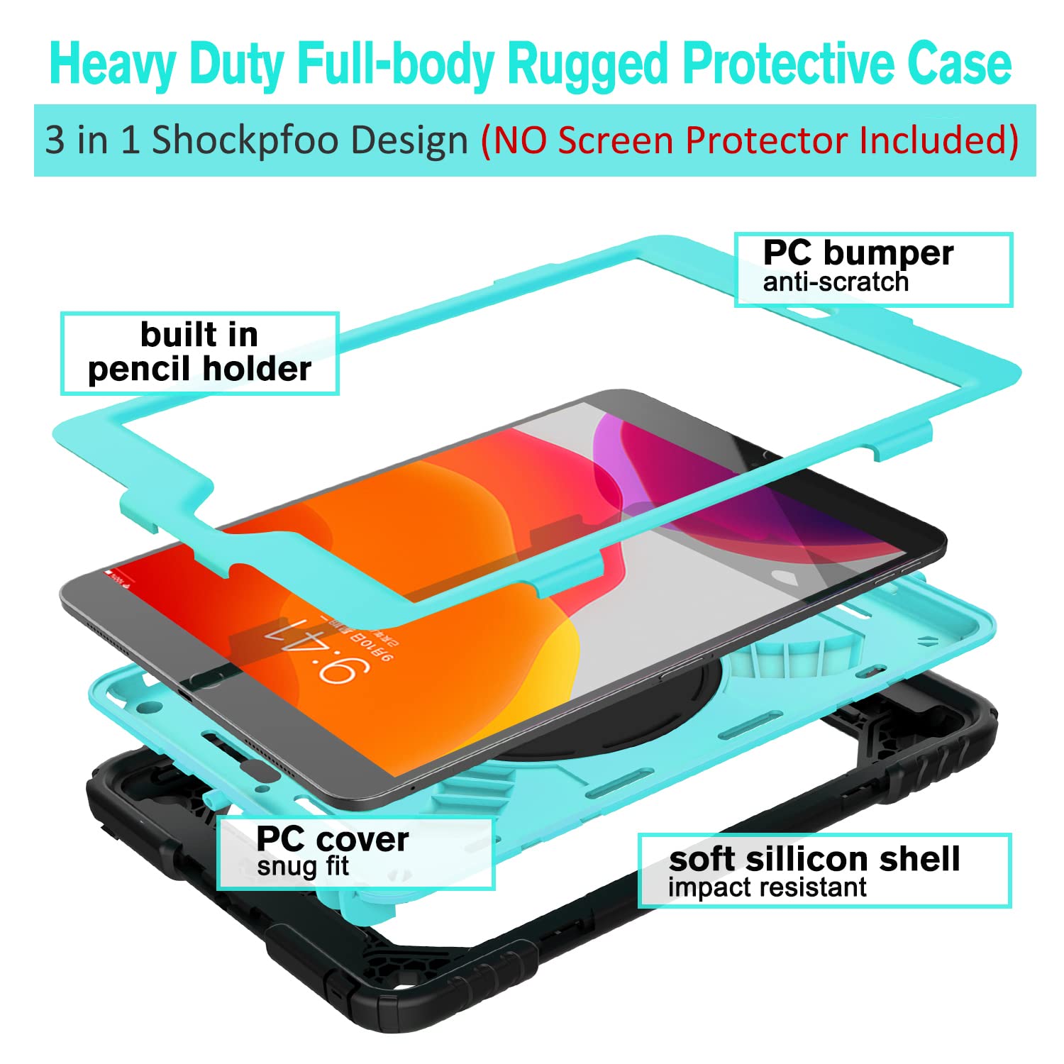 Bmouo Case For Ipad 9Th/8Th/7Th Generation 10.2'', Shockproof 360 Rotating Stand Shoulder Hand Strap For Ipad 9Th/8Th/7Th Gen Ca