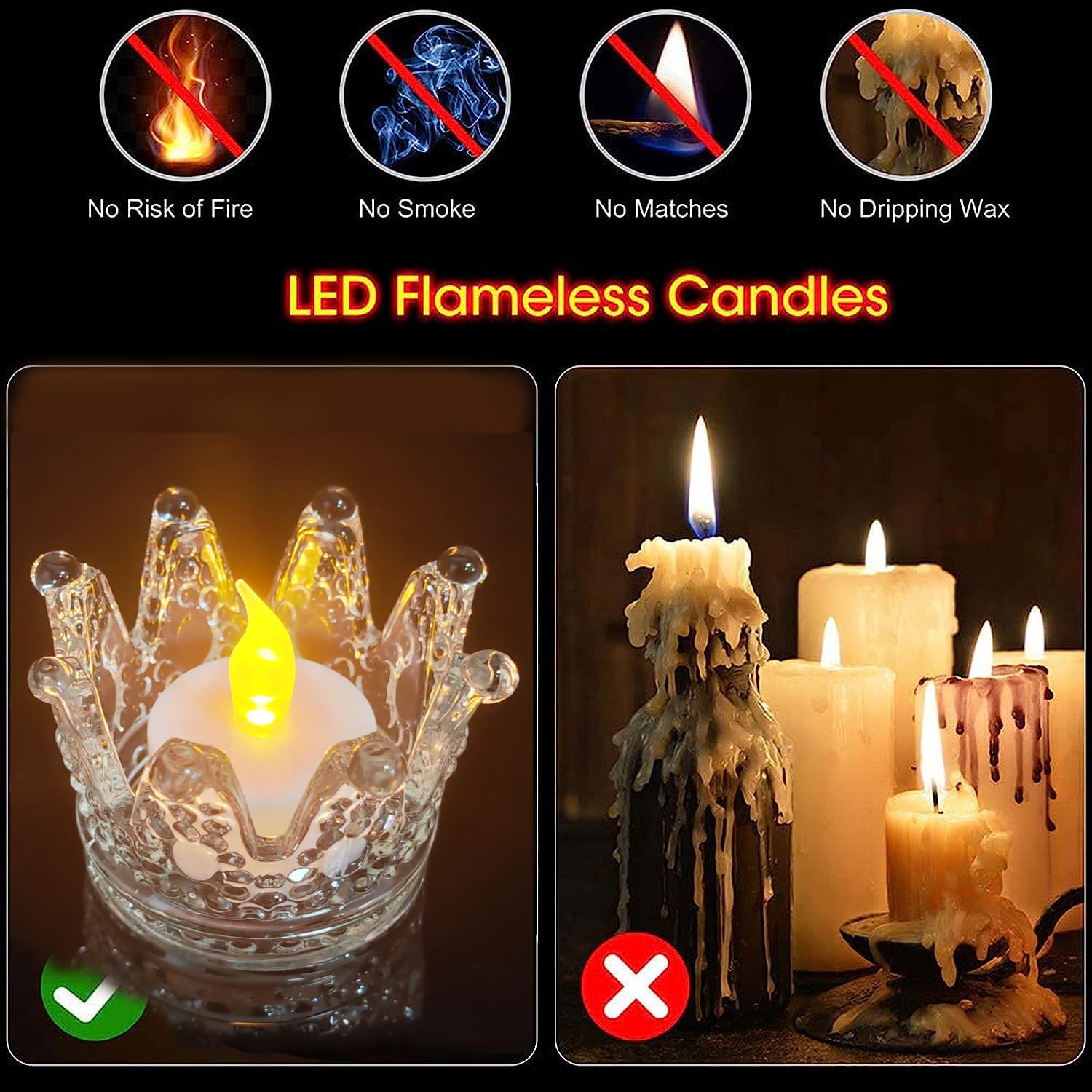 Led Tea Lights With Timer, 6 Hours On And 18 Hours Off In 24 Hours Cycle Automatically,12 Pack Flickering Battery Flameless Led