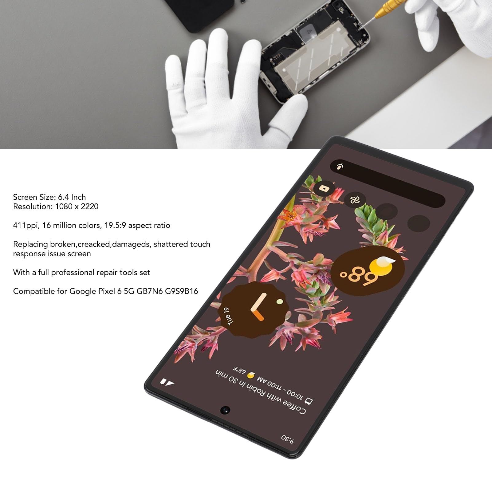 Amoled Screen Replacement Touch Screen Digitizer Assembly Replace Display For Google Pixel 6 5G Gb7N6 G9S9B16 With Repair Tools