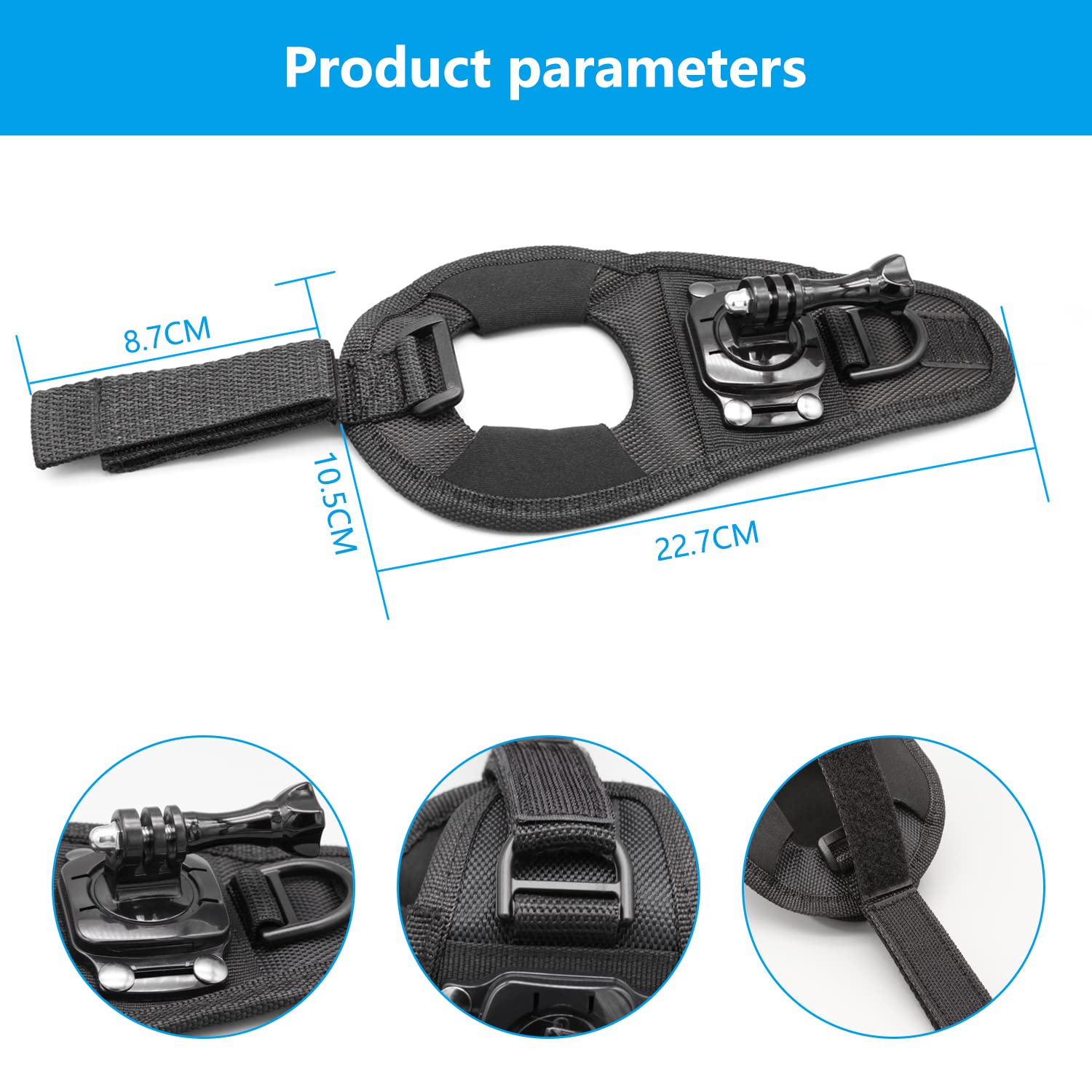 Haoyou 360 Degree Rotating Hand Strap Mount, Compatible With Gopro Hero 12 11 10 9 8 7 6 5 4 3+ 3 Hero 2018 Session Akaso Dji Osmo And Other Action Cameras