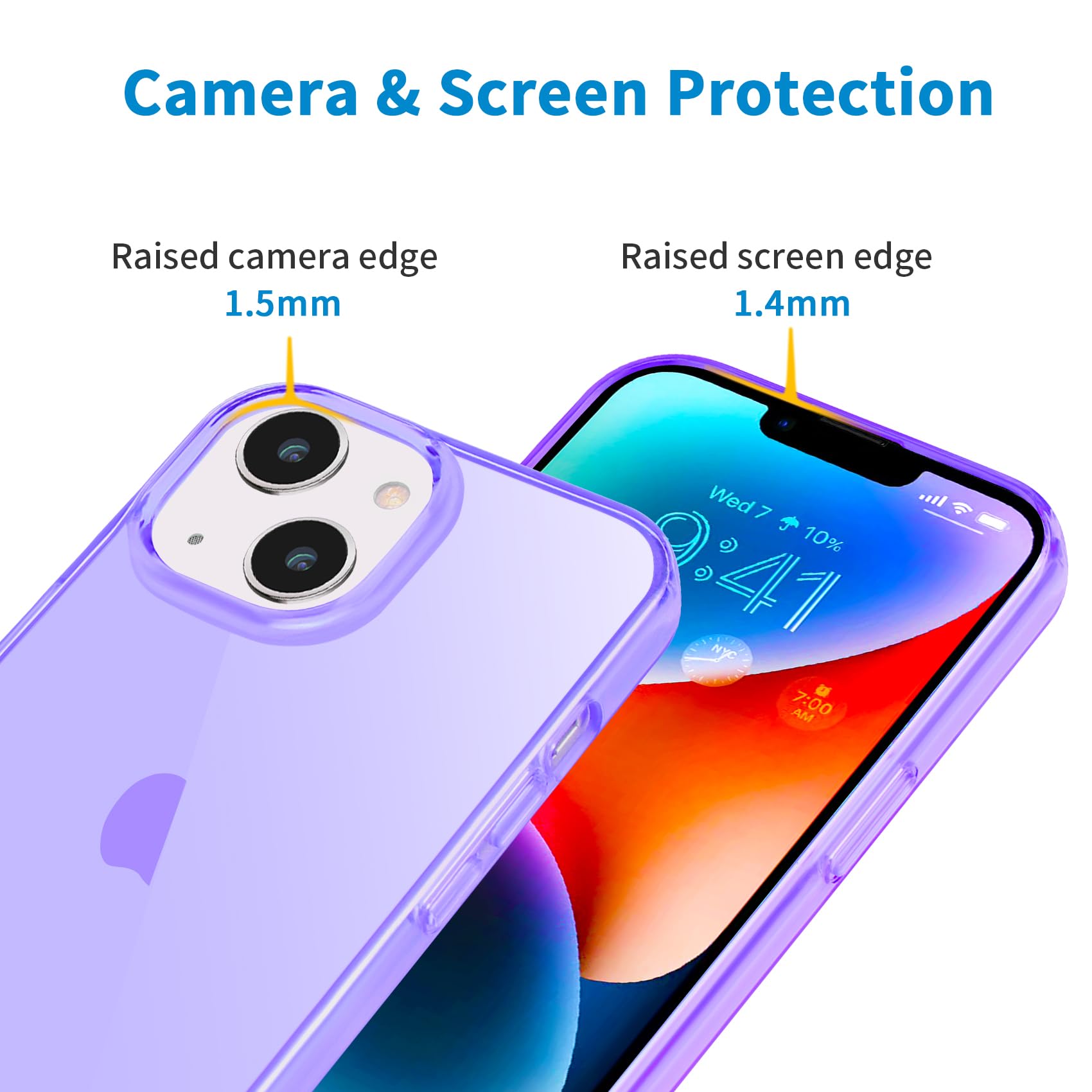 JJGoo iPhone 14 Plus Clear Shockproof Slim Protective TPU Phone Case Purple 6.7 inch