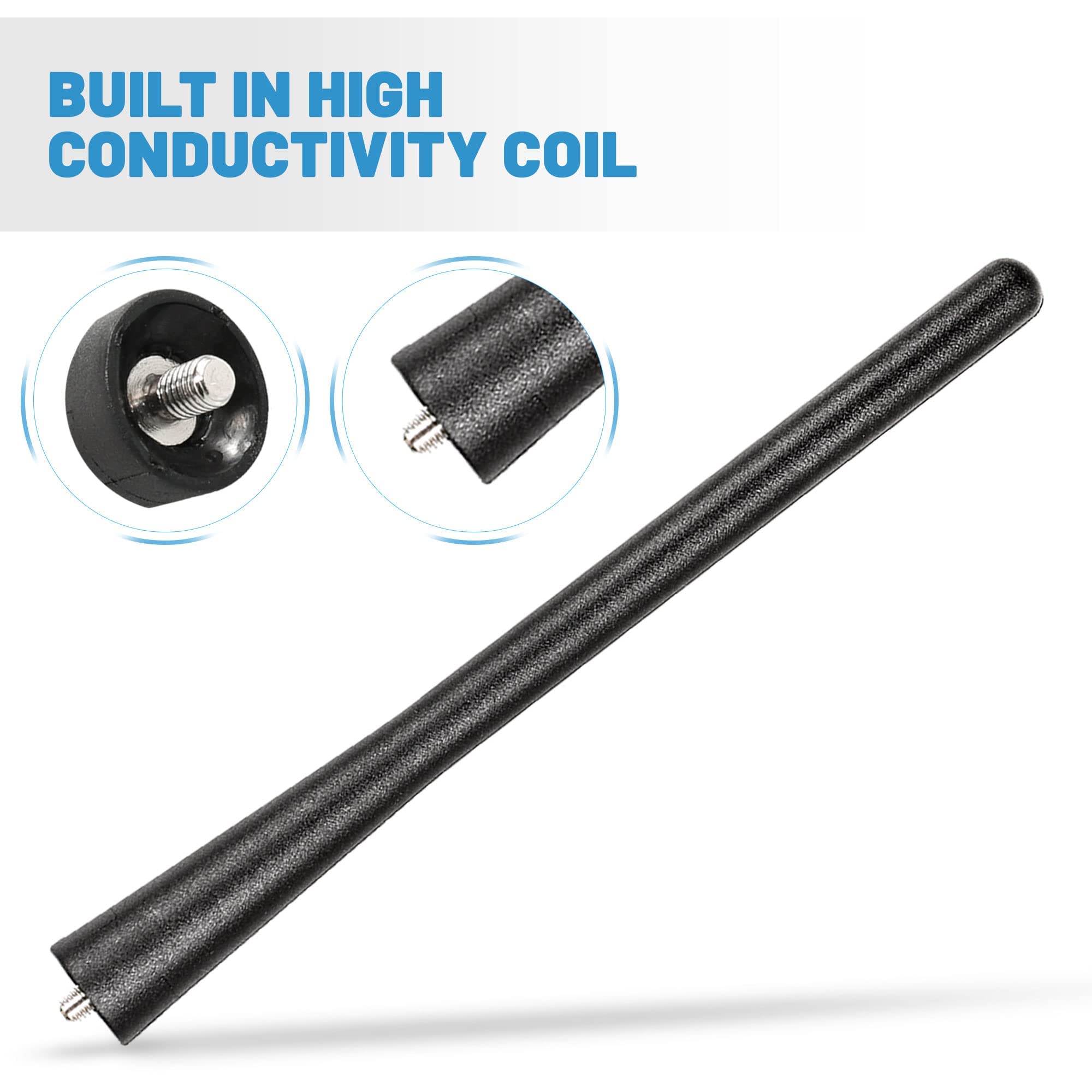 Anina 7 Inch Car Antenna Mast For 2004 2012 Mazda 3 Mazda 5 Mazda 6 Cx 7 Am/Fm Radio Rubber Antenna Car Wash Proof (Black)