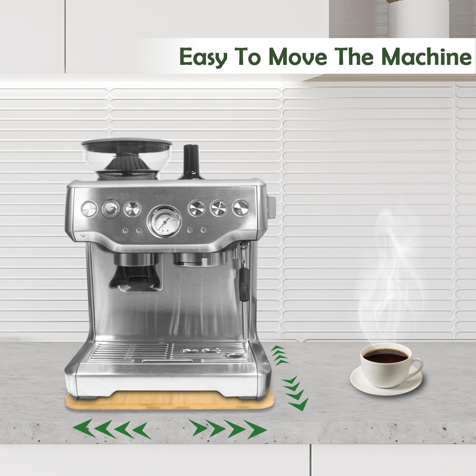 Bamboo Appliance Slider Fit For Breville Barista Espresso Machine 870/878   Under Cabinet Sliding Tray Caddy For Breville Barist