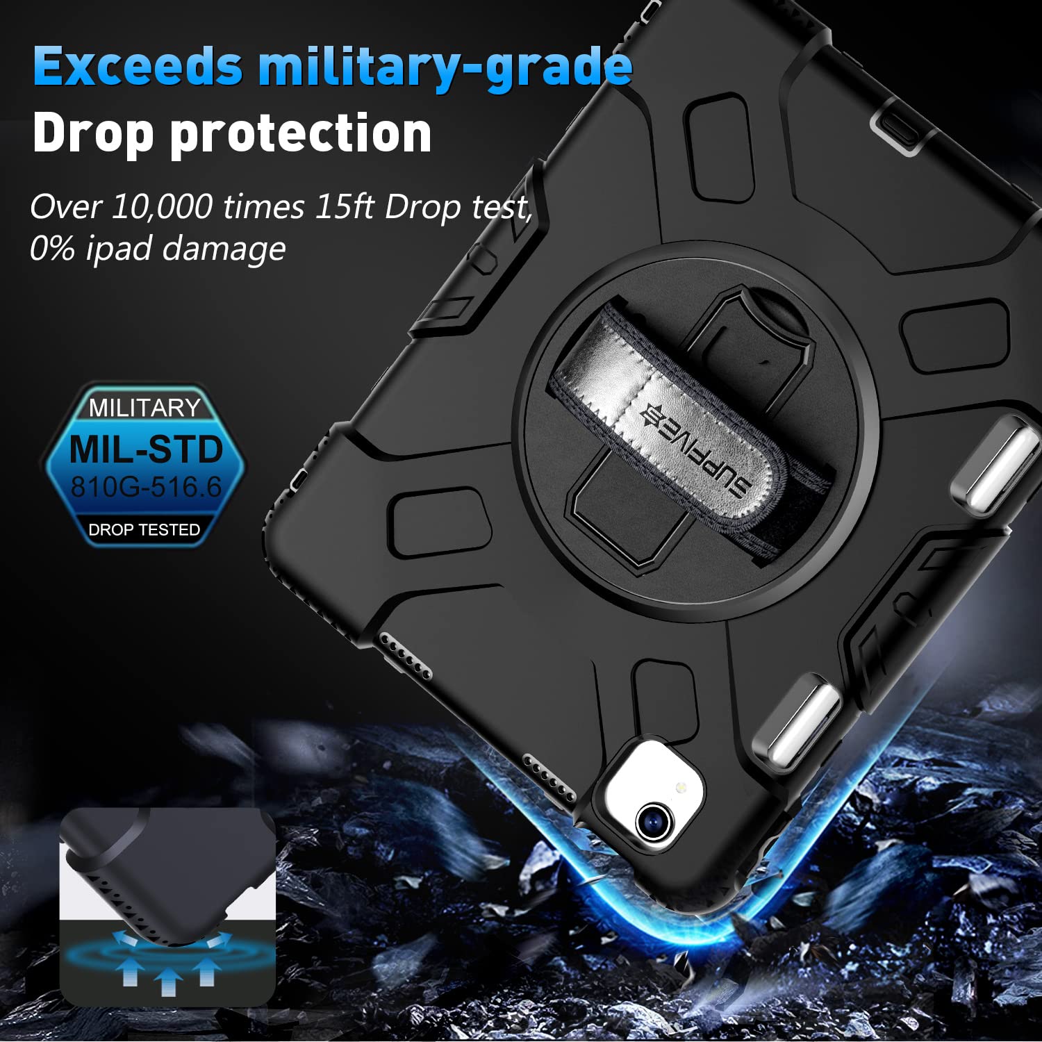 Supfives Case For Ipad Air 5Th Generation 10.9 Inch 2022: Military Grade Silicone Protective Cover For Ipad Air 4Th Gen/Ipad Pro