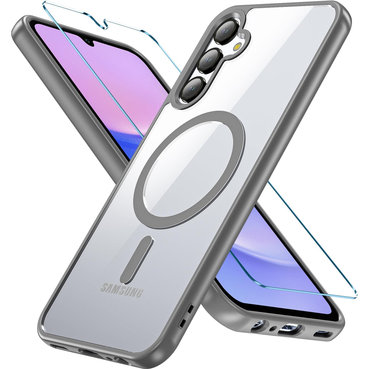 Owkey Galaxy A15 5G Phone Case, Magnetic Samsung Galaxy A15 5G Case For Magsafe With Tempered Glass Screen Protector, [Shockproo