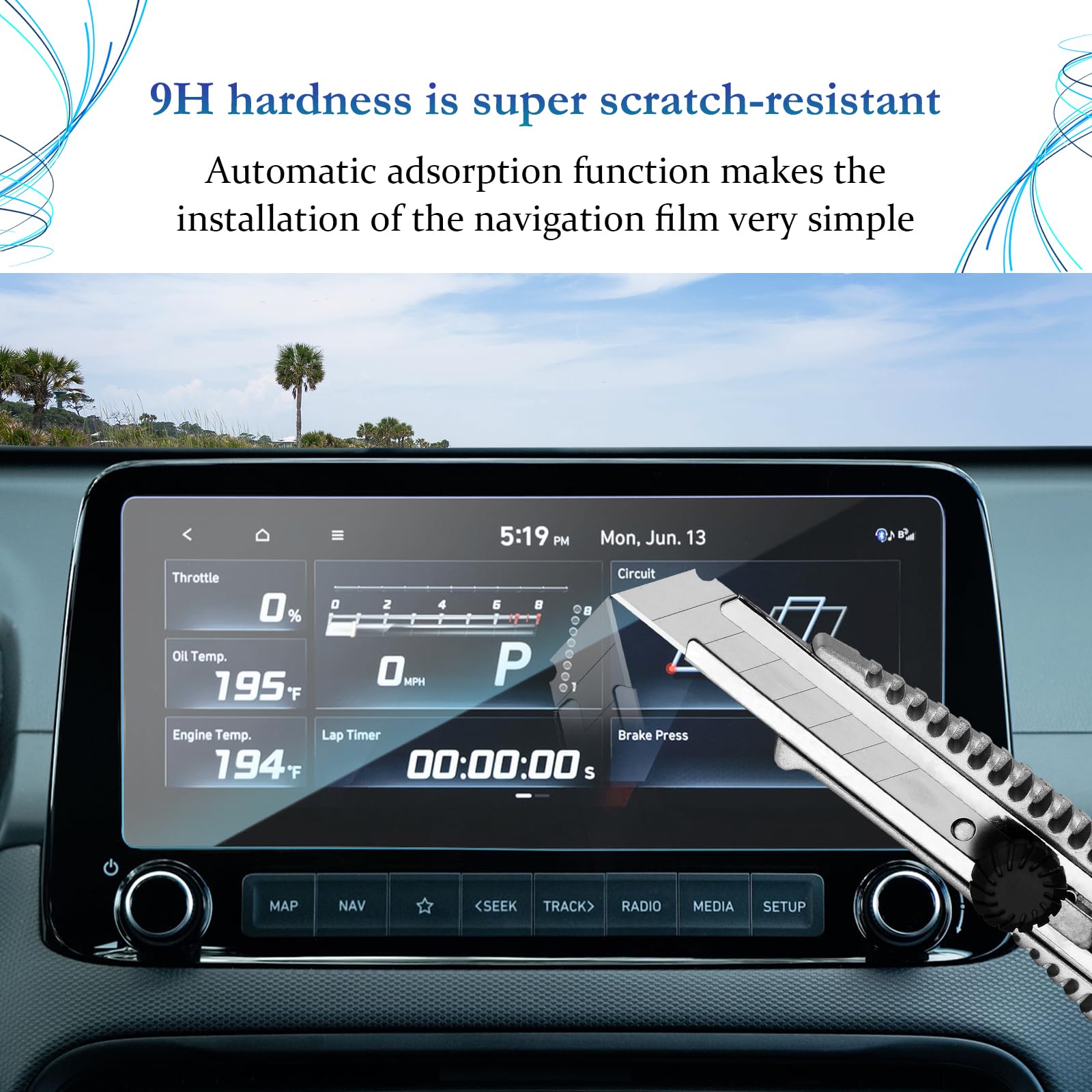 Sktu For 2022 2023 Hyundai Kona Screen Protector For 2022 2023 Hyundai Kona N Line/Limited/N 10.25 Inch Screen Protector 2022 2023 Kona Os 10.25 Inch Navigation Display 2023 Kona Accessories Tempered