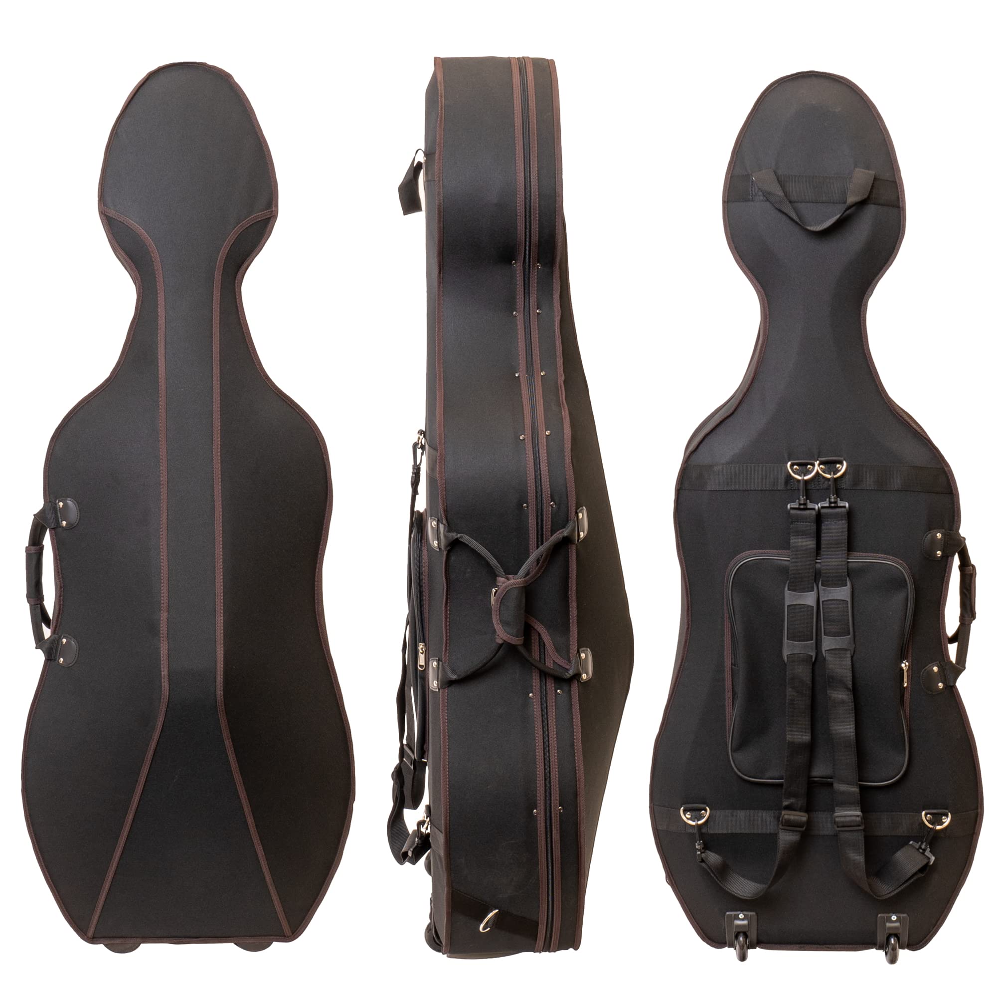 Mi&Vi Super Lightweight Travel Cello Case (4/4 Size) With Two Wheels | Reflective Safety Strips |Adjustable Backpack Straps | Ha