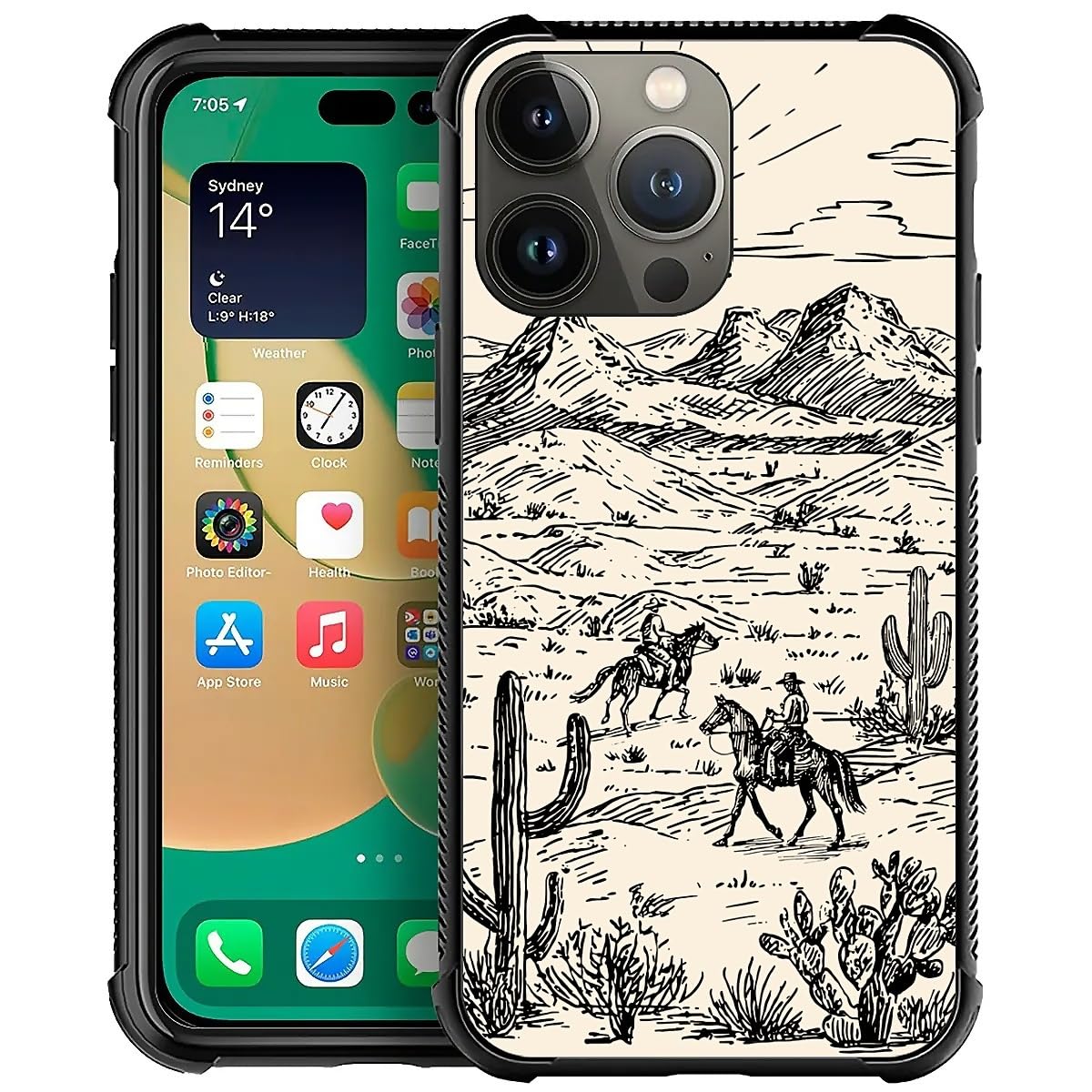 Deaorew for iPhone 15 Pro Max Case | Classic Slim Cover Design | Cowboy Wild West