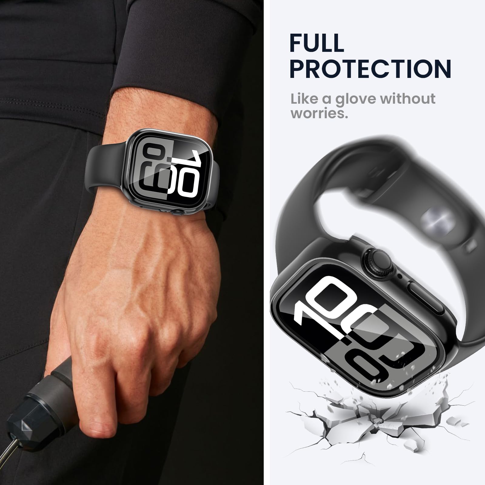 Tensea For Waterproof Apple Watch Screen Protector Case Series 10 42Mm Accessories, Iwatch Protective Pc Face Cover Built In Tem