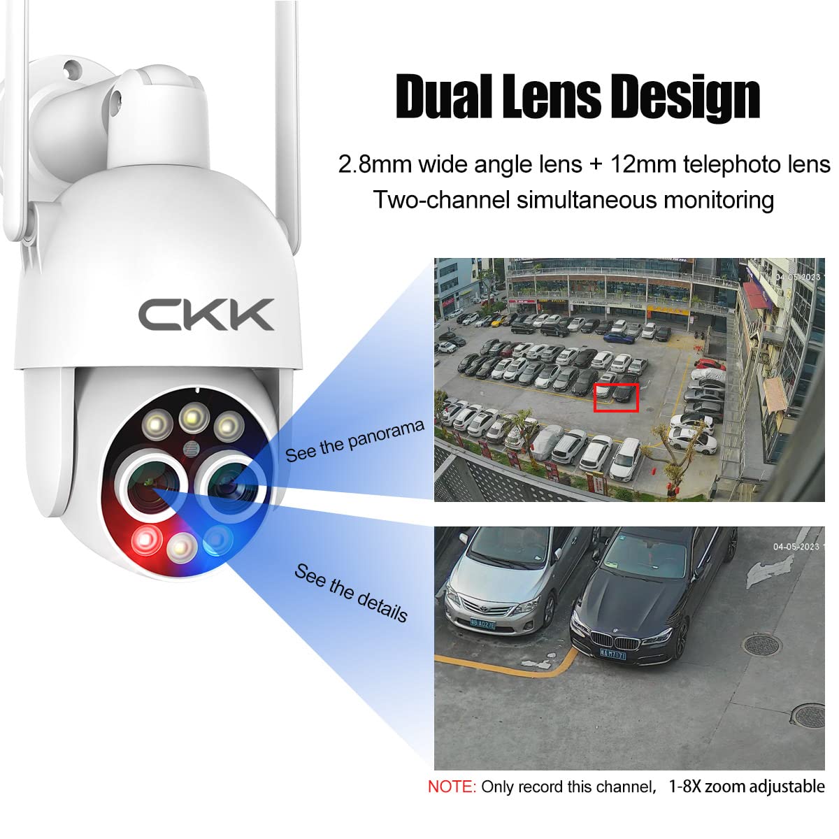 [4Mp Dual Lens & 8X Hybrid Zoom]4Mp Ptz Security Camera Outdoor And Indoor With 128Gb Card, Surveillance Cameras For Home With S