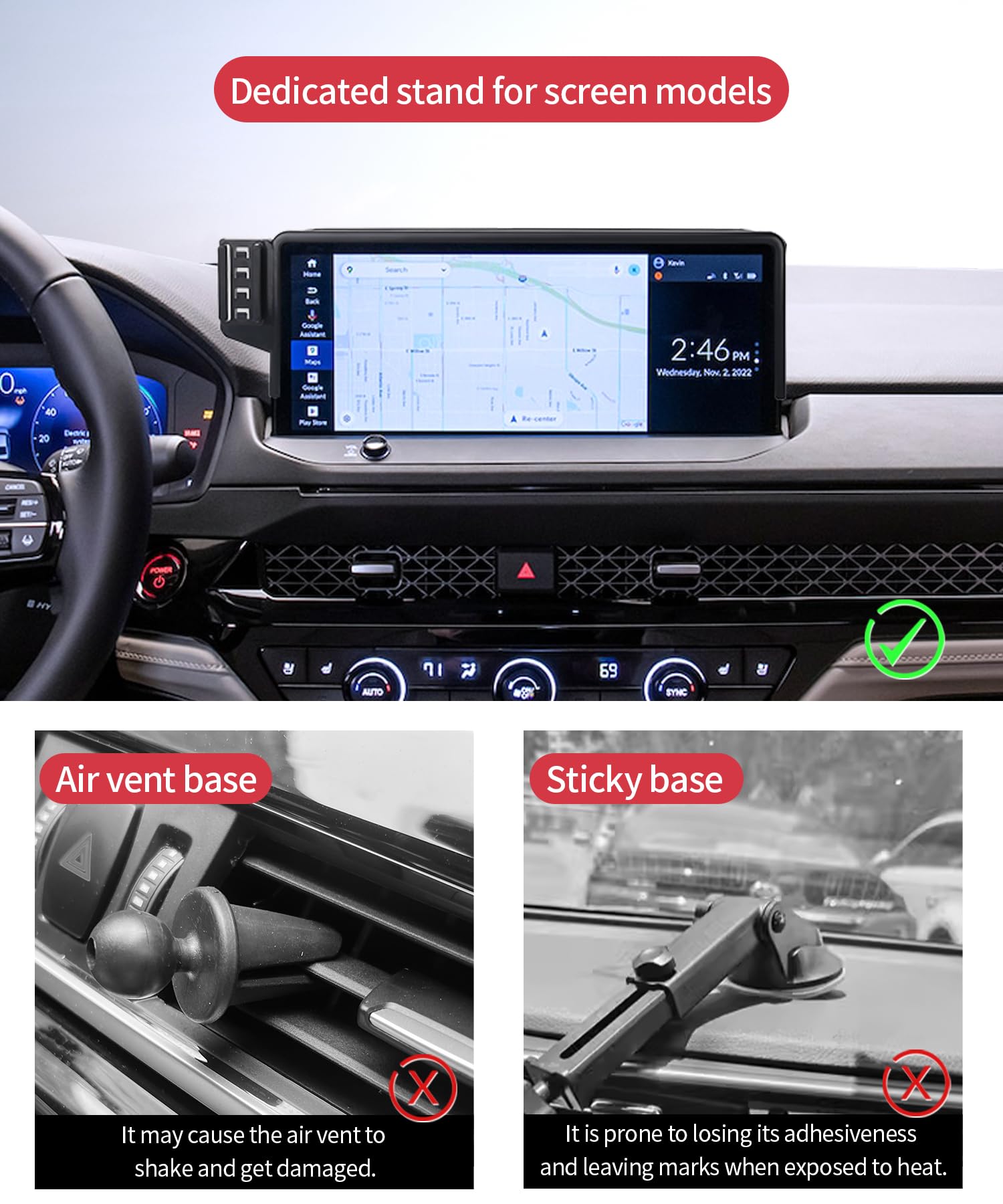 Masergogo Wireless Charging Car Phone Holder For Honda Accord/Hybrid 2023-2025 Accessories 12.3 Inch Screen Fixed Clip,360 Rotat