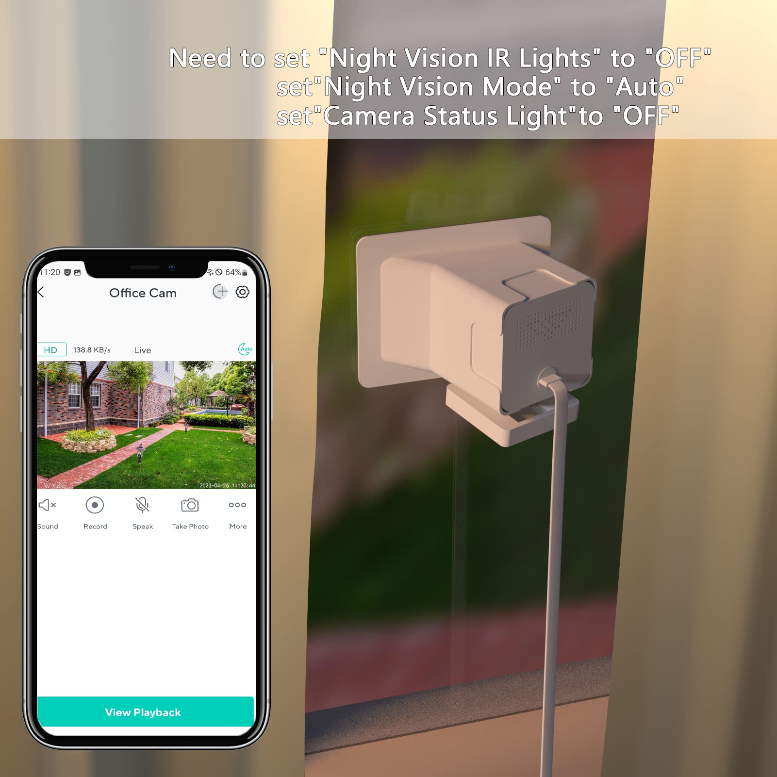 Teccle Angled Window Mount For Wyze Cam V4 Cam V3 , 20 Degrees Tilt ( Up/Down/Left/Right ), Through Window Use Cam V4 V3, Helps You Watch Front Yard And Driveway (White/Pack Of 1)
