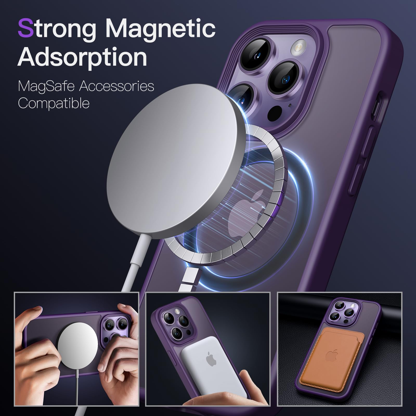 Jetech Magnetic Case For Iphone 14 Pro Max 6.7 Inch Compatible With Magsafe, Translucent Matte Back Slim Shockproof Phone Cover