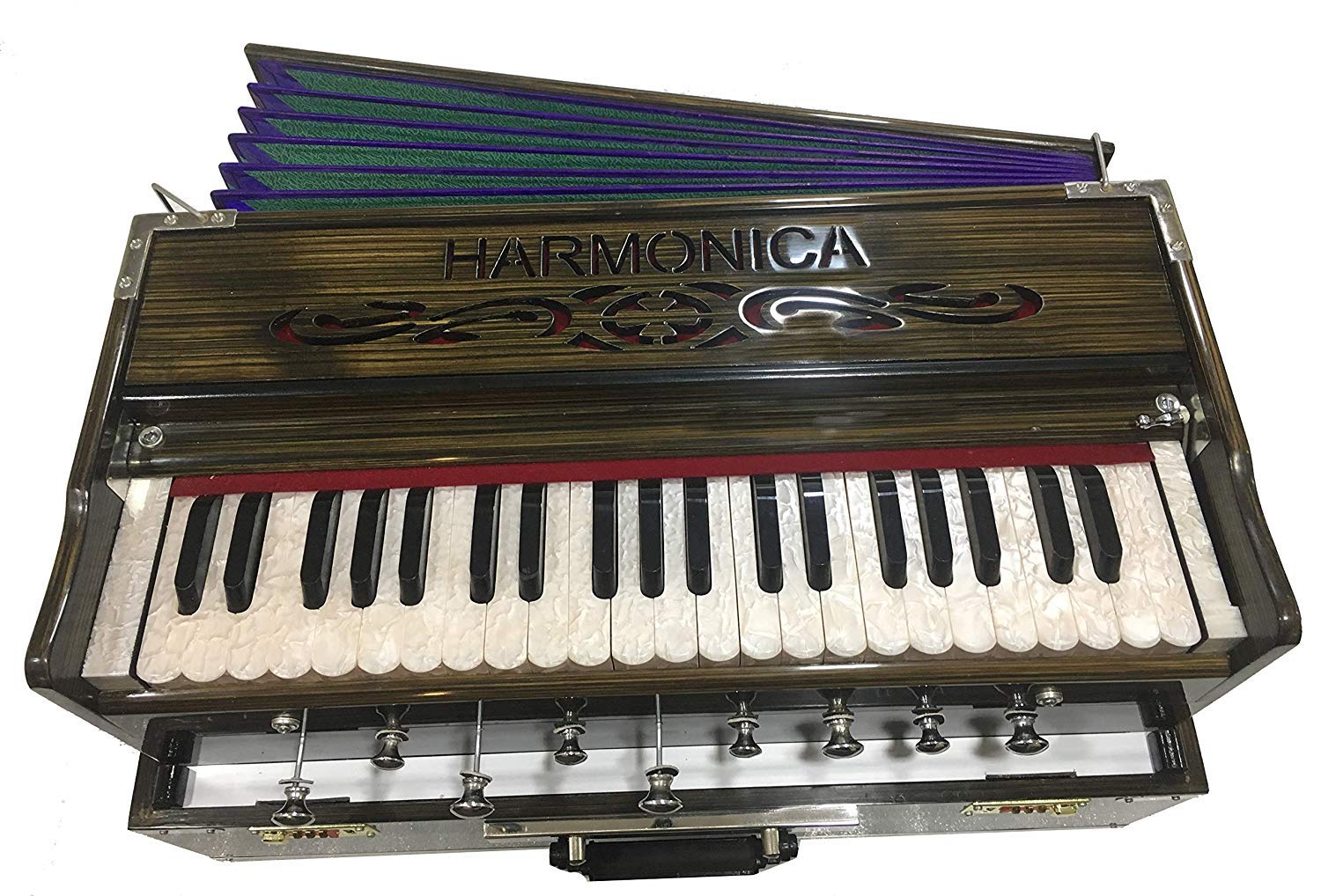 9 Stopper, Portable Harmonium Chudidaar Bellow 42 Key 2 Reed Bass Male Backward Coupler/Indian Harmonium/Professional Harmonium/